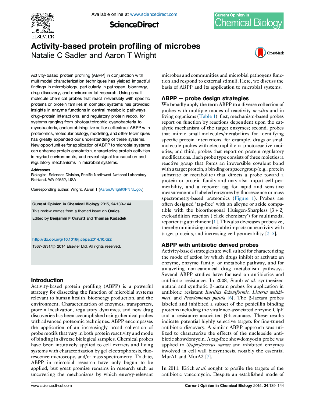 Activity-based protein profiling of microbes