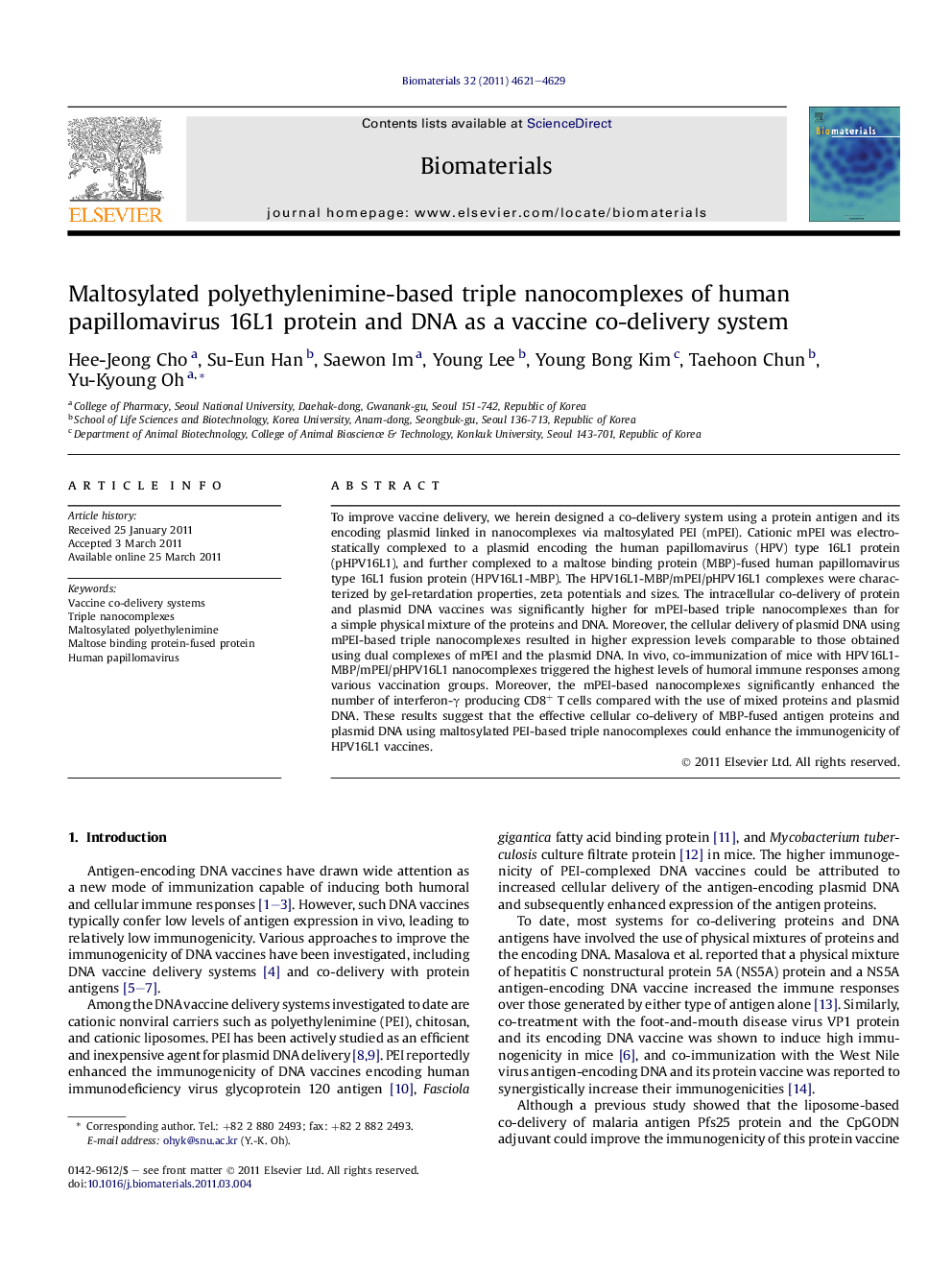 Maltosylated polyethylenimine-based triple nanocomplexes of human papillomavirus 16L1 protein and DNA as a vaccine co-delivery system