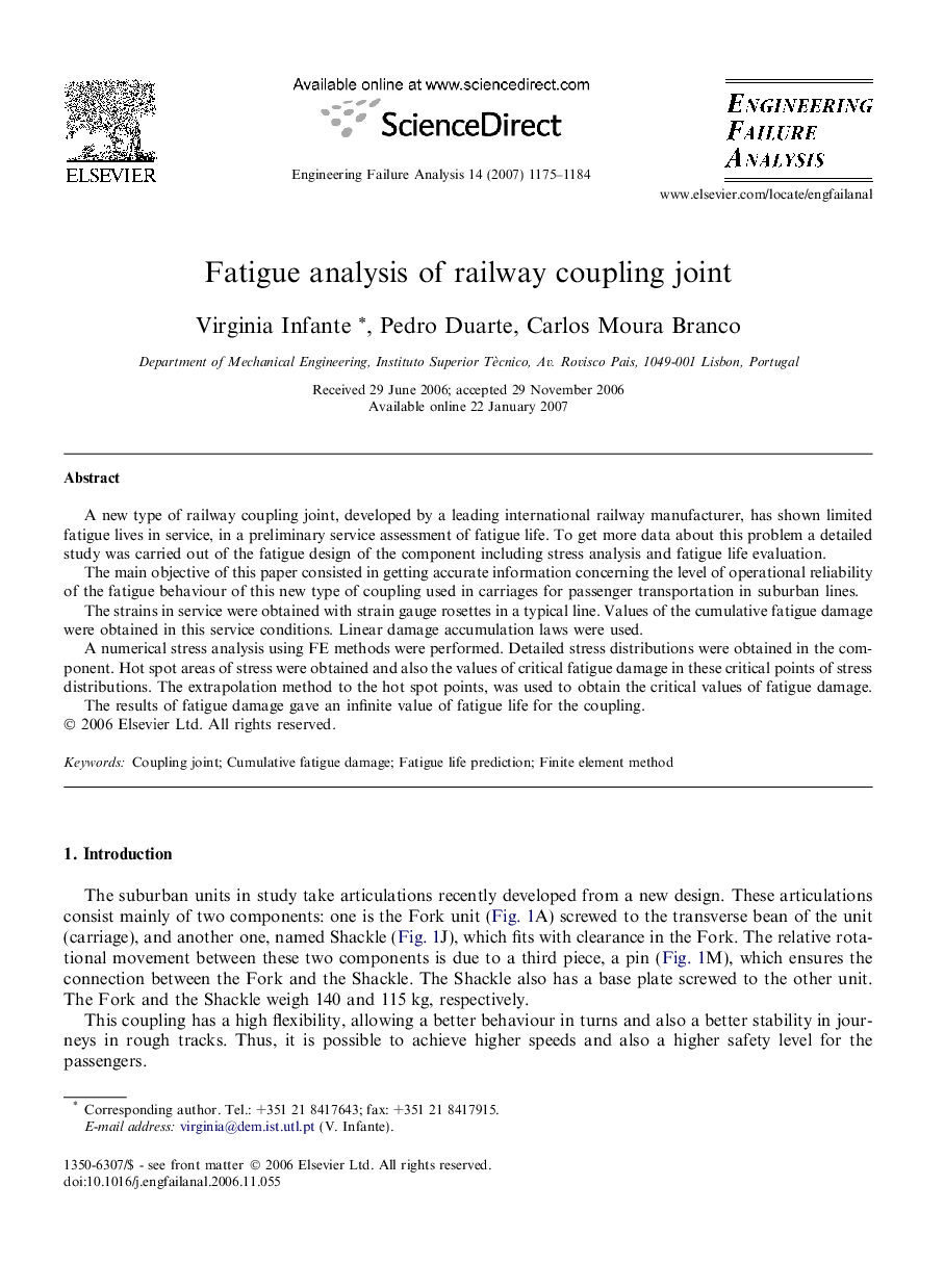 Fatigue analysis of railway coupling joint