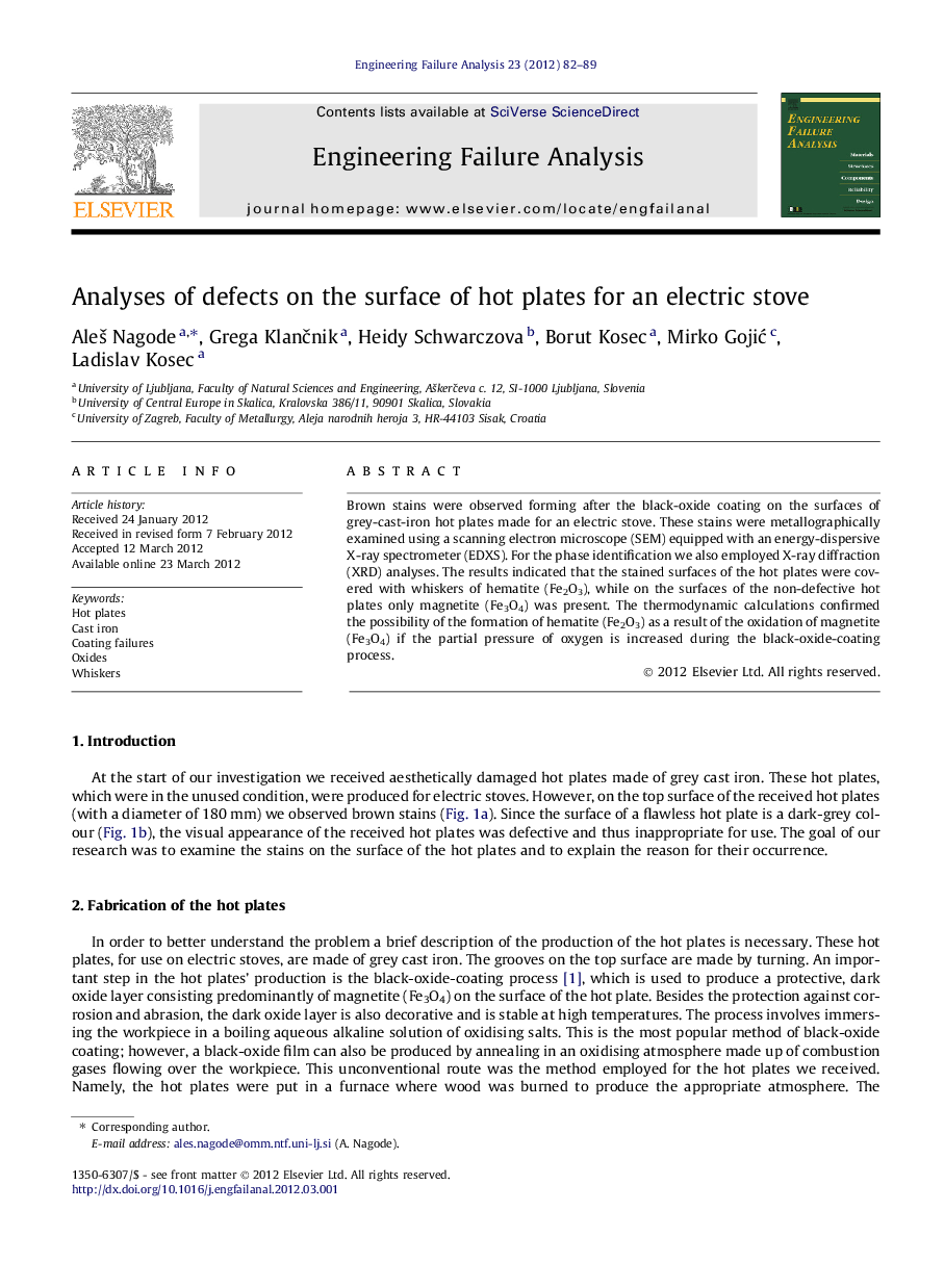 Analyses of defects on the surface of hot plates for an electric stove