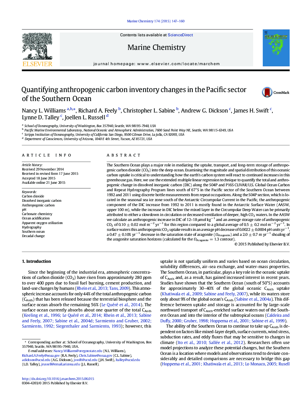 Quantifying anthropogenic carbon inventory changes in the Pacific sector of the Southern Ocean