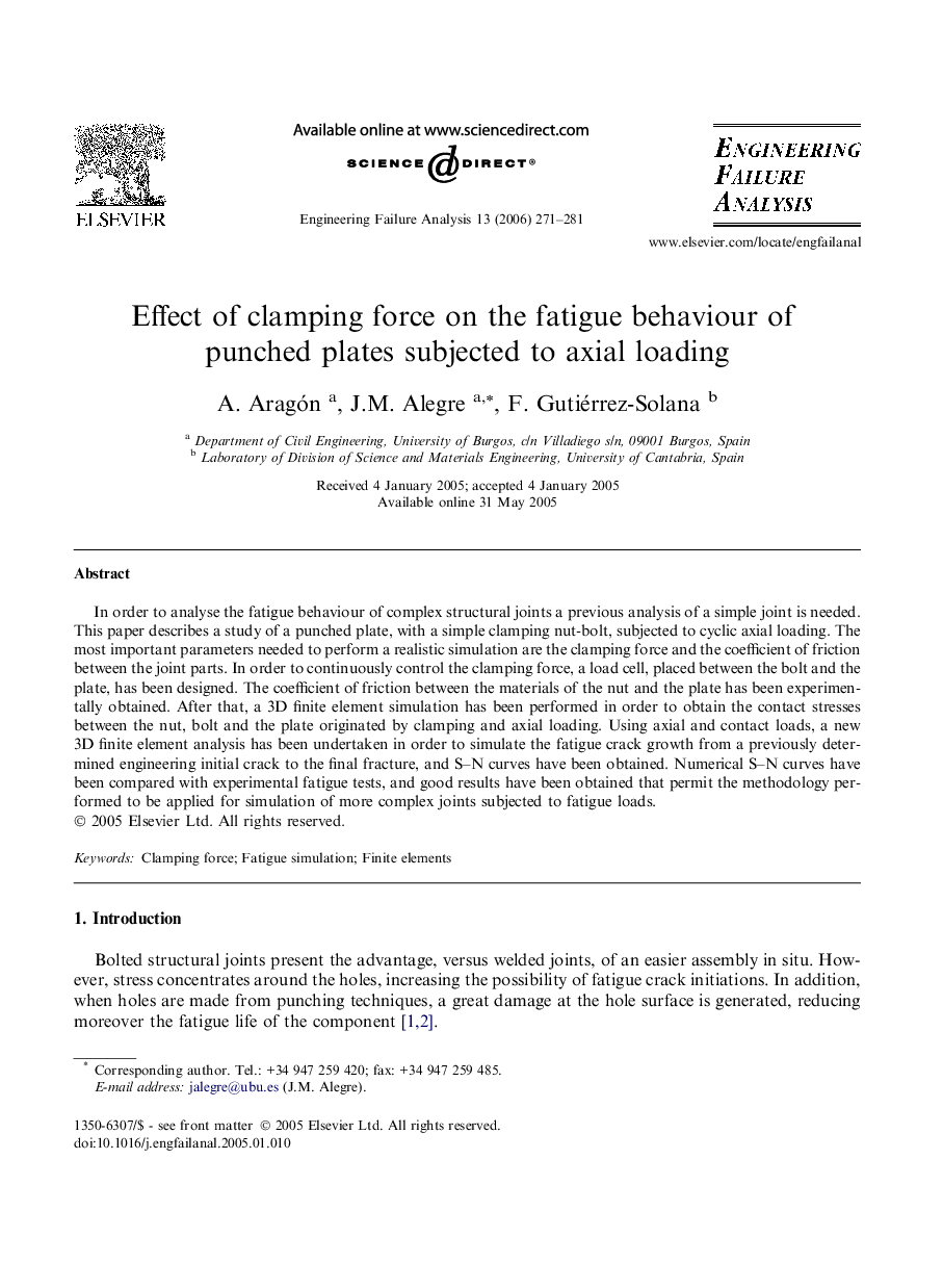 Effect of clamping force on the fatigue behaviour of punched plates subjected to axial loading