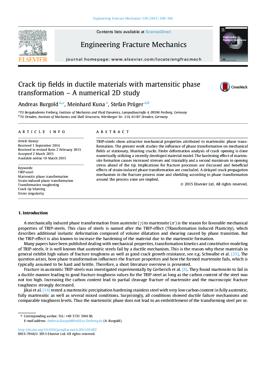 Crack tip fields in ductile materials with martensitic phase transformation – A numerical 2D study