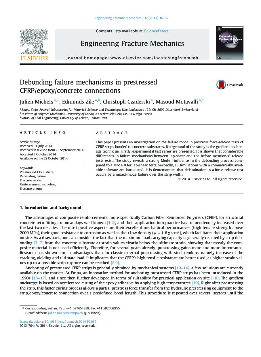 Debonding failure mechanisms in prestressed CFRP/epoxy/concrete connections