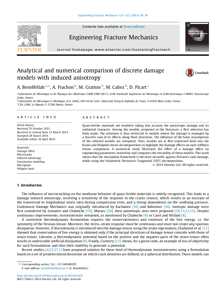 Analytical and numerical comparison of discrete damage models with induced anisotropy