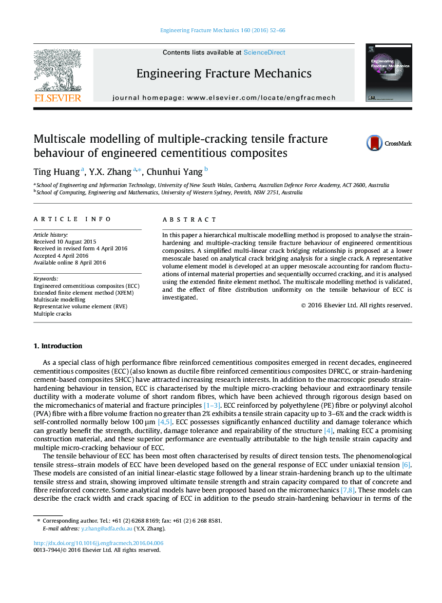 Multiscale modelling of multiple-cracking tensile fracture behaviour of engineered cementitious composites