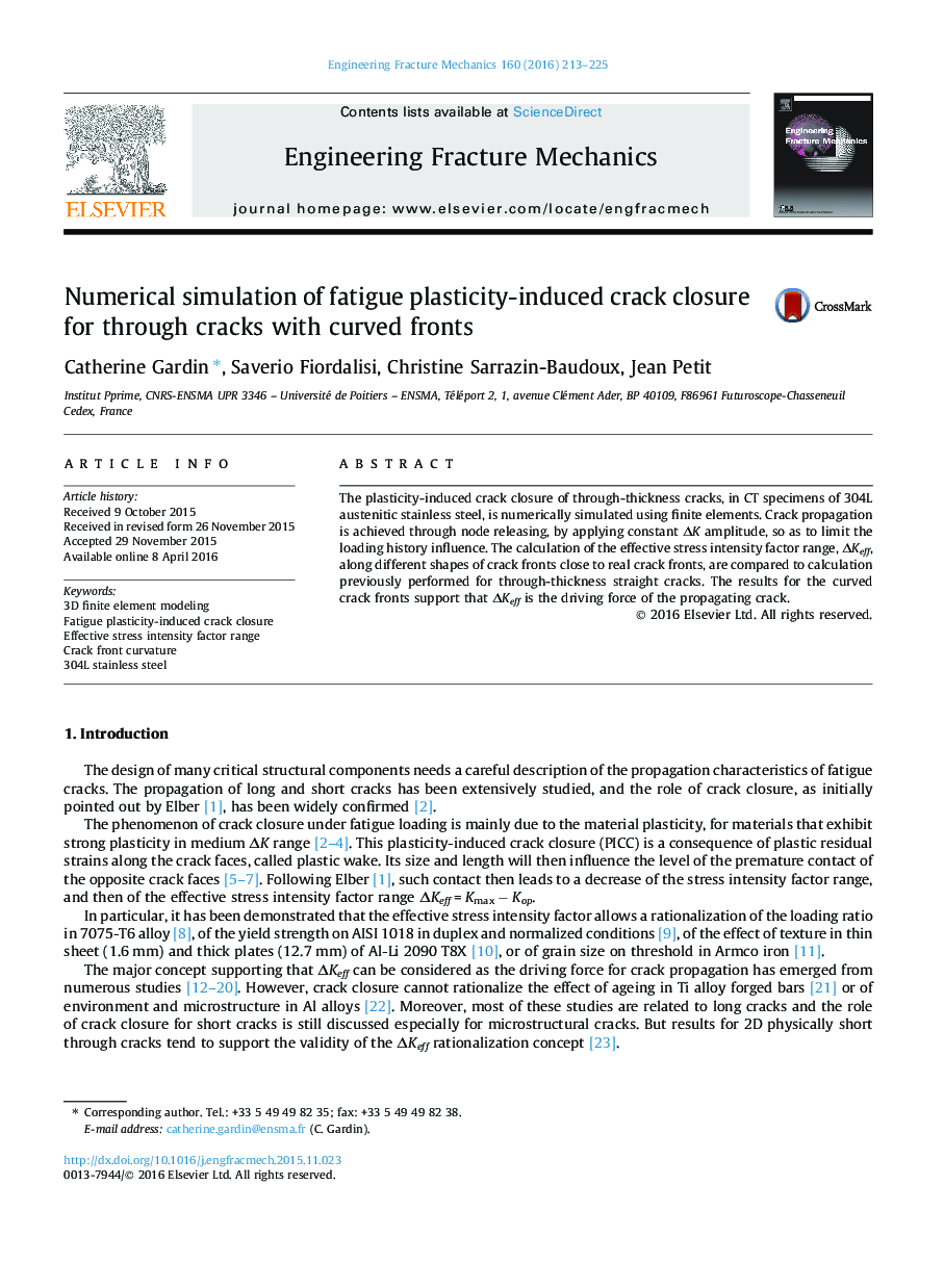 Numerical simulation of fatigue plasticity-induced crack closure for through cracks with curved fronts