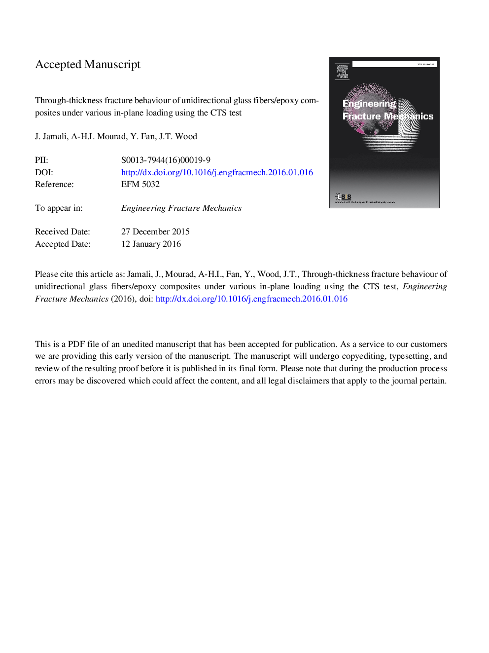 Through-thickness fracture behavior of unidirectional glass fibers/epoxy composites under various in-plane loading using the CTS test