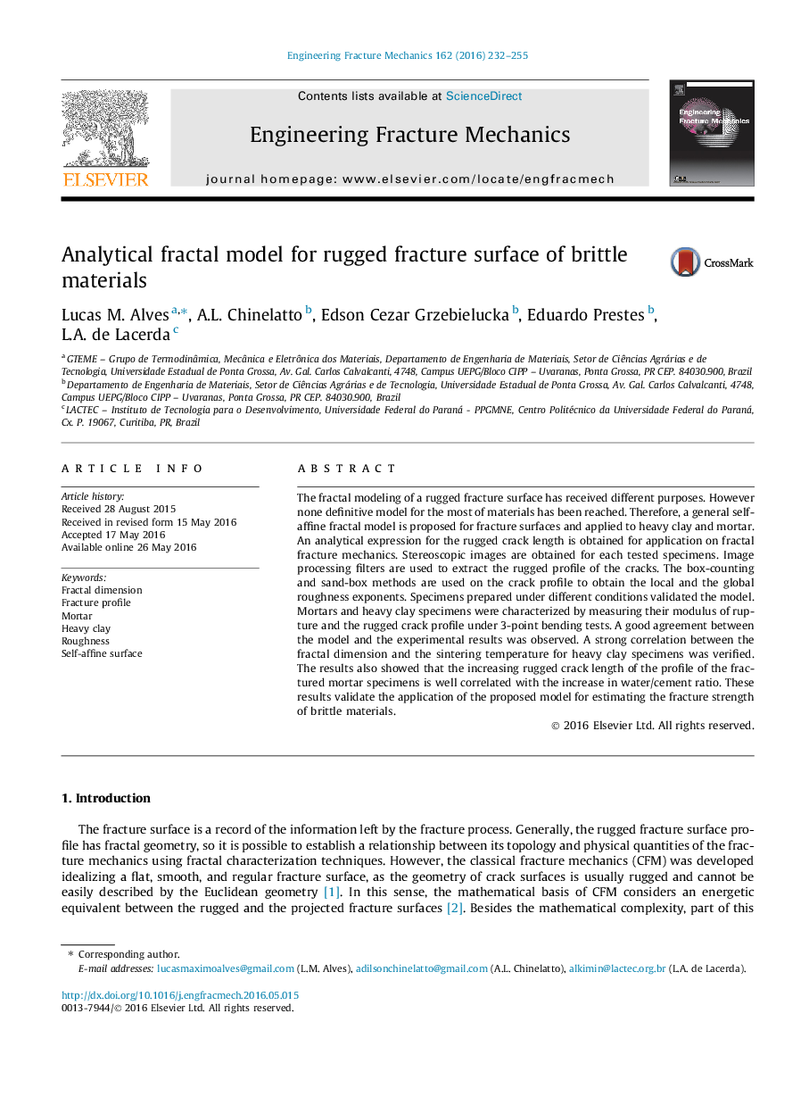 Analytical fractal model for rugged fracture surface of brittle materials