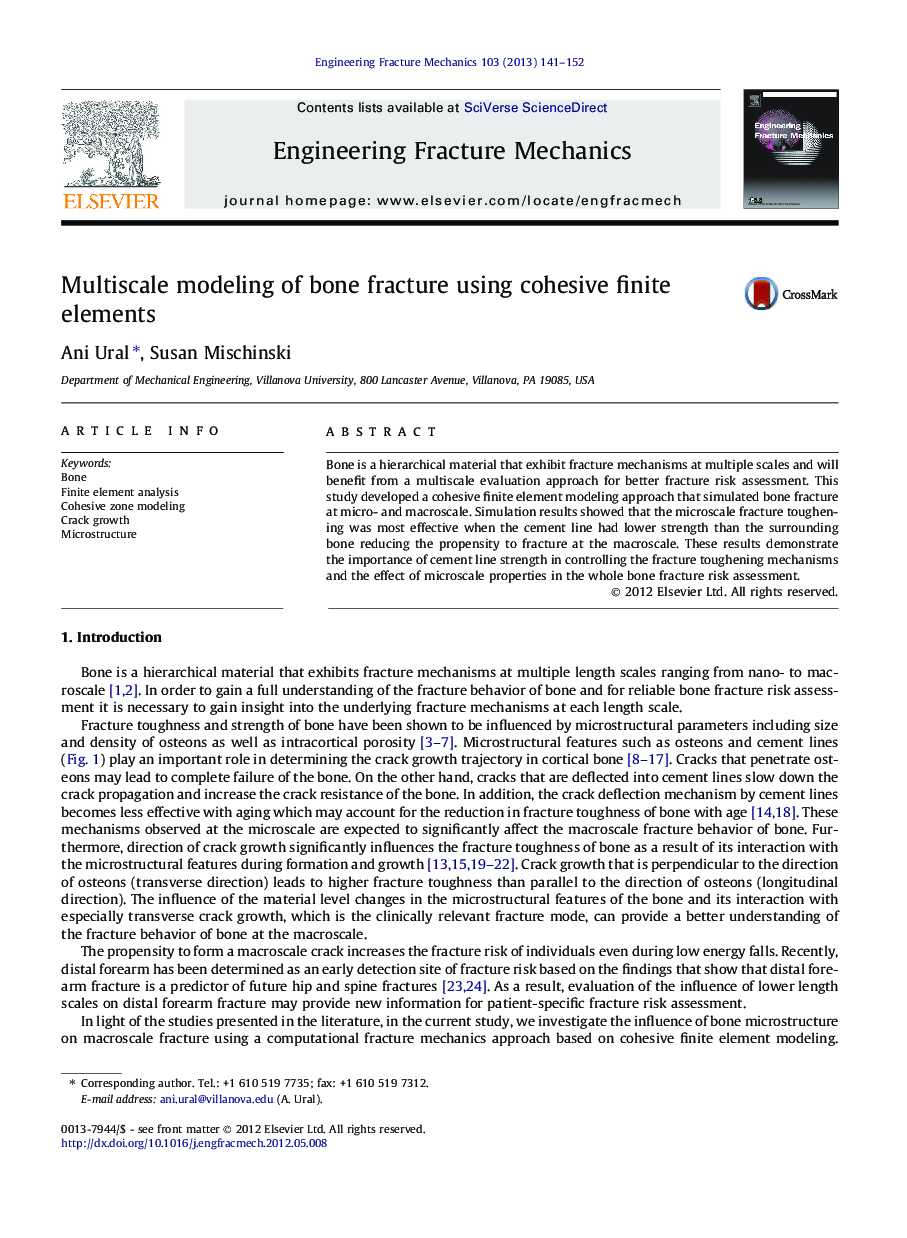 Multiscale modeling of bone fracture using cohesive finite elements