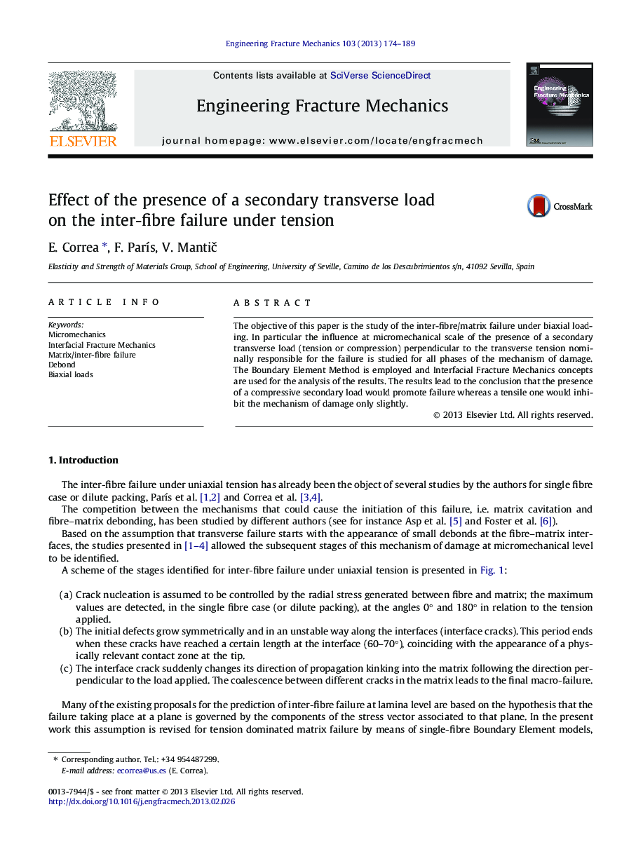 Effect of the presence of a secondary transverse load on the inter-fibre failure under tension