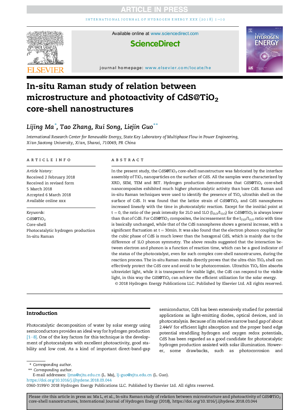 In-situ Raman study of relation between microstructure and photoactivity of CdS@TiO2 core-shell nanostructures