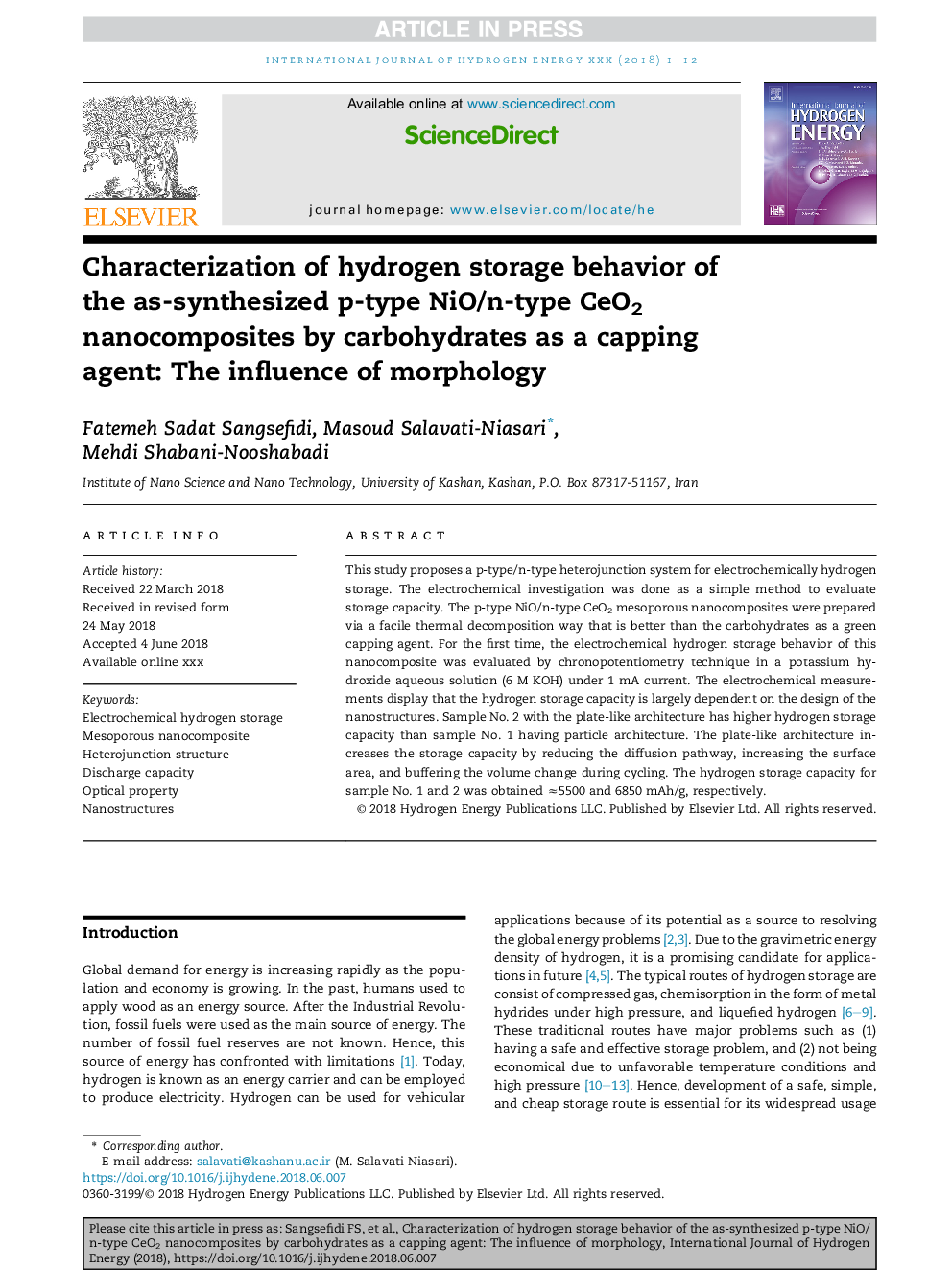 Characterization of hydrogen storage behavior of the as-synthesized p-type NiO/n-type CeO2 nanocomposites by carbohydrates as a capping agent: The influence of morphology