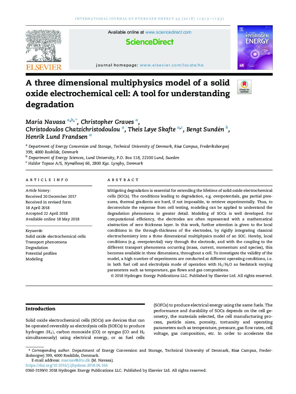 A three dimensional multiphysics model of a solid oxide electrochemical cell: A tool for understanding degradation