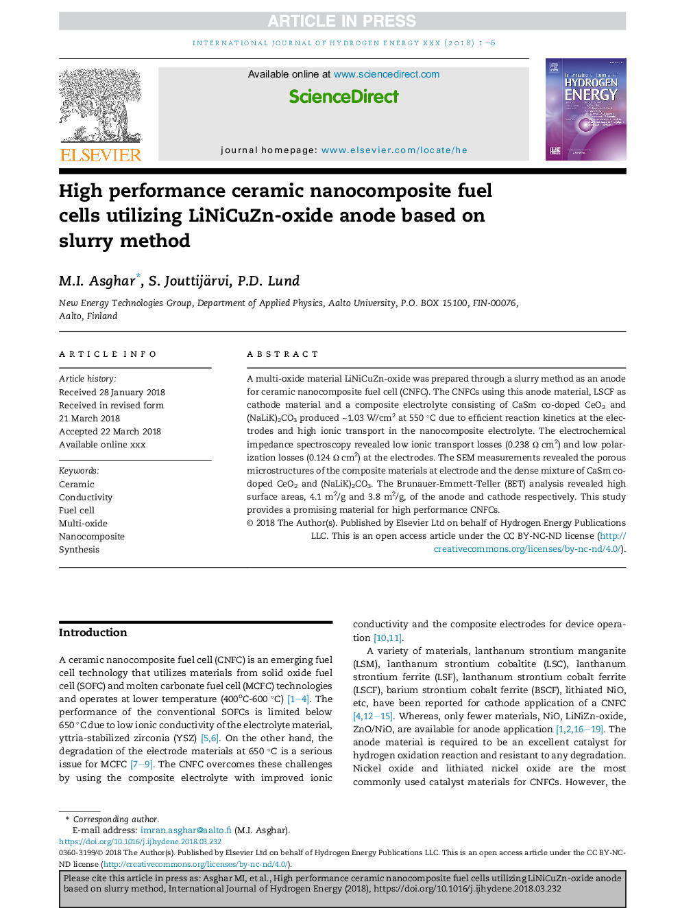 High performance ceramic nanocomposite fuel cells utilizing LiNiCuZn-oxide anode based on slurry method