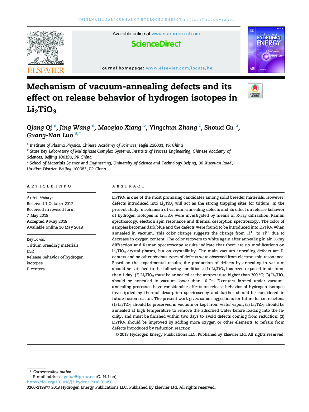 Mechanism of vacuum-annealing defects and its effect on release behavior of hydrogen isotopes in Li2TiO3