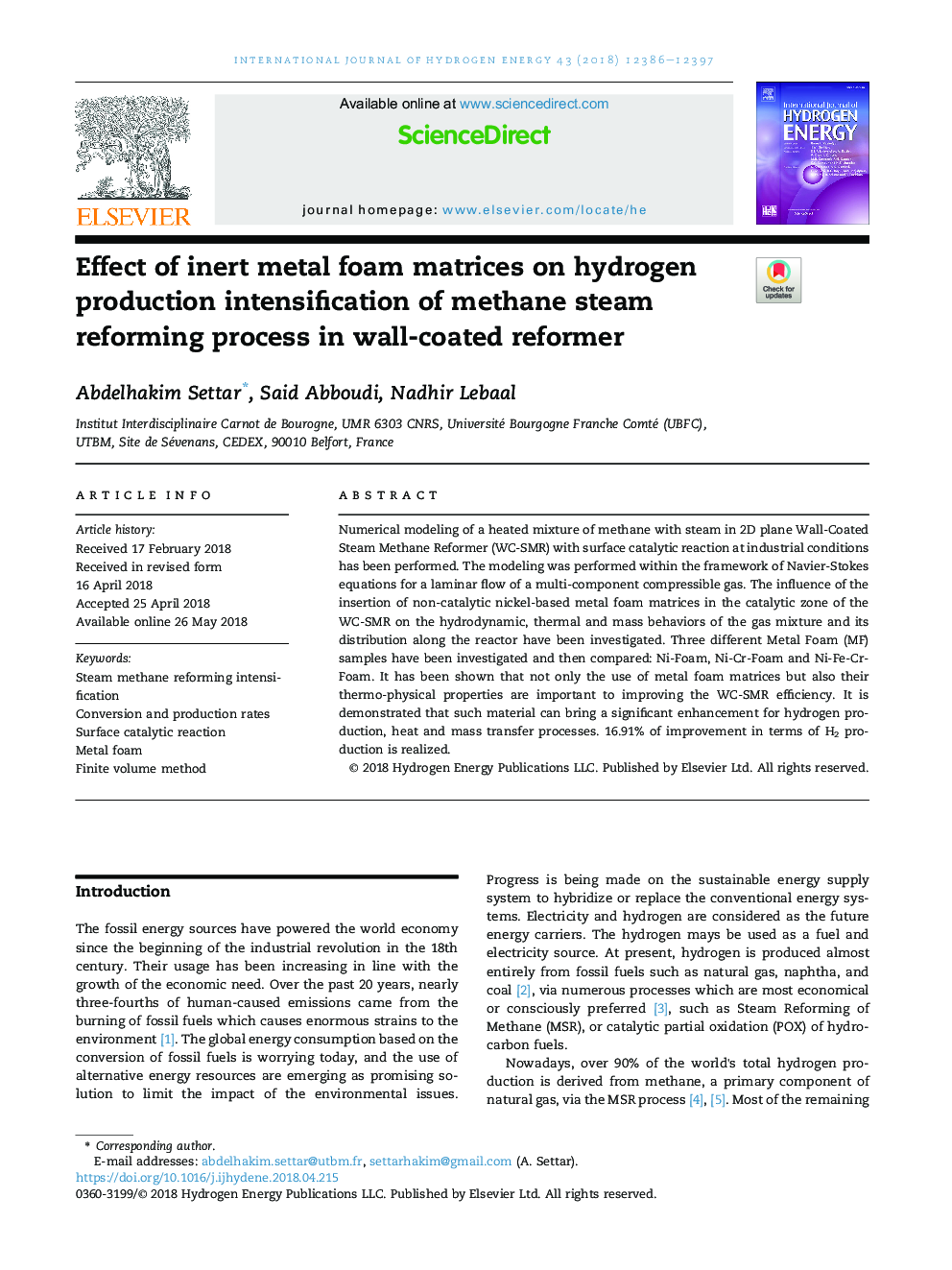 Effect of inert metal foam matrices on hydrogen production intensification of methane steam reforming process in wall-coated reformer