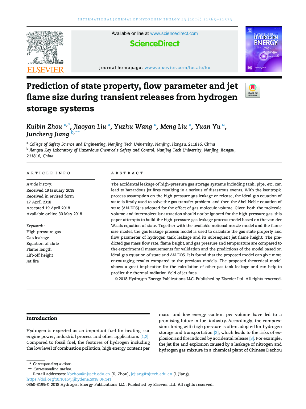 Prediction of state property, flow parameter and jet flame size during transient releases from hydrogen storage systems