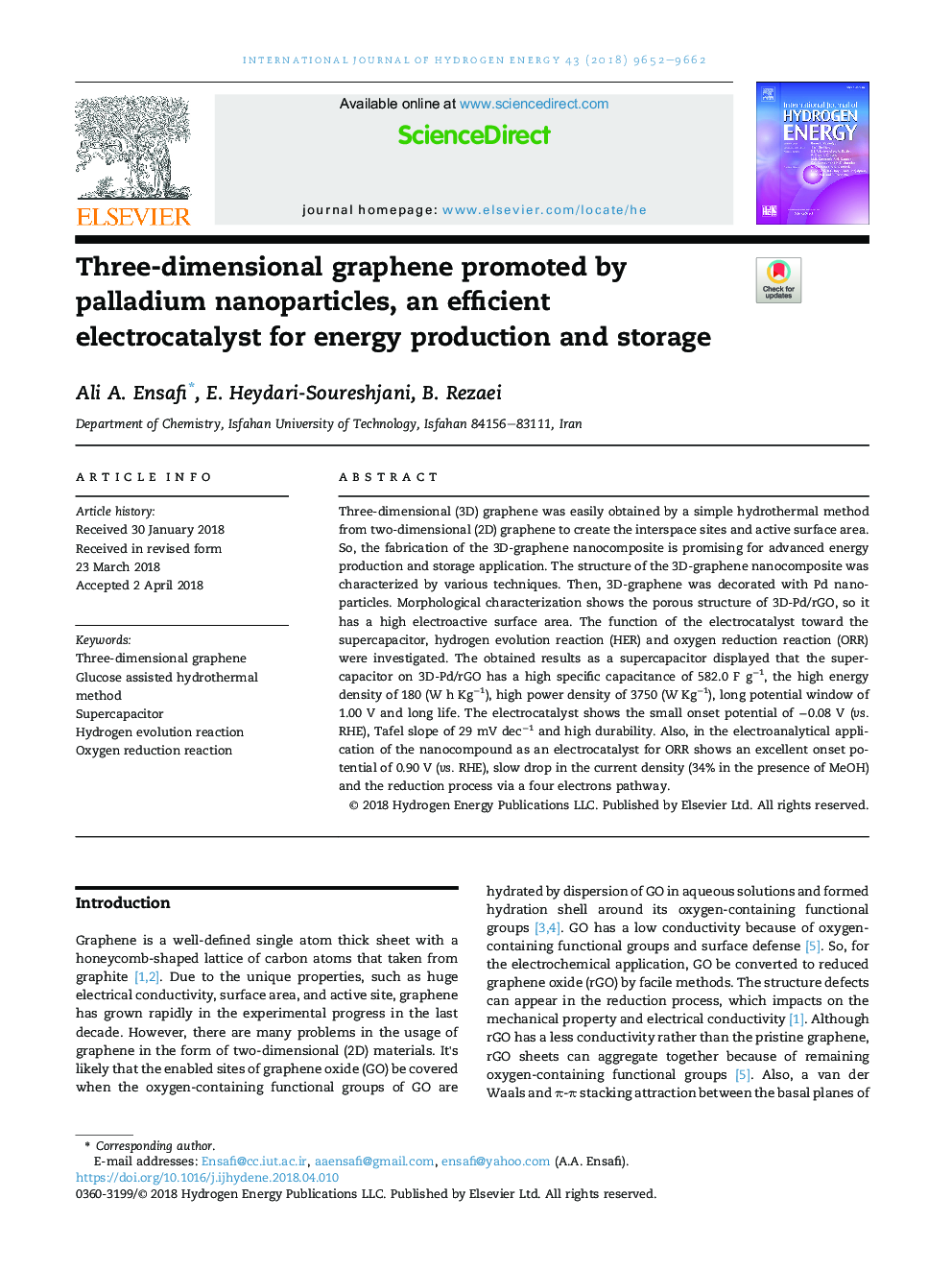 Three-dimensional graphene promoted by palladium nanoparticles, an efficient electrocatalyst for energy production and storage