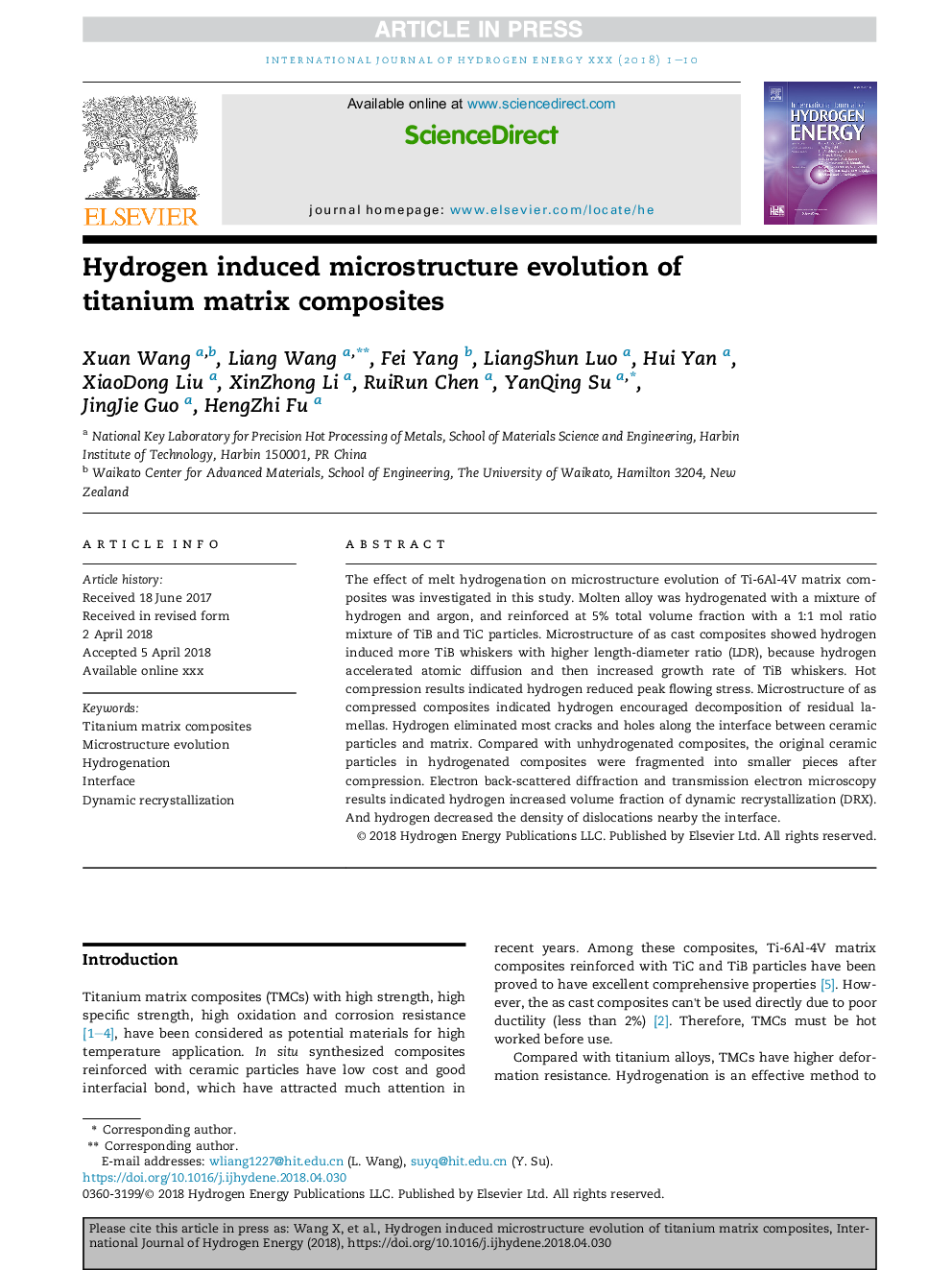 Hydrogen induced microstructure evolution of titanium matrix composites