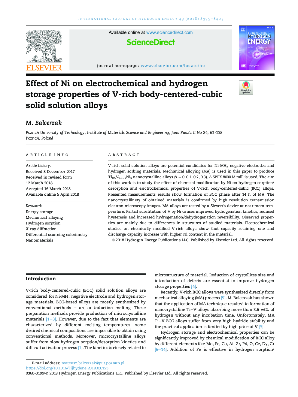 Effect of Ni on electrochemical and hydrogen storage properties of V-rich body-centered-cubic solid solution alloys