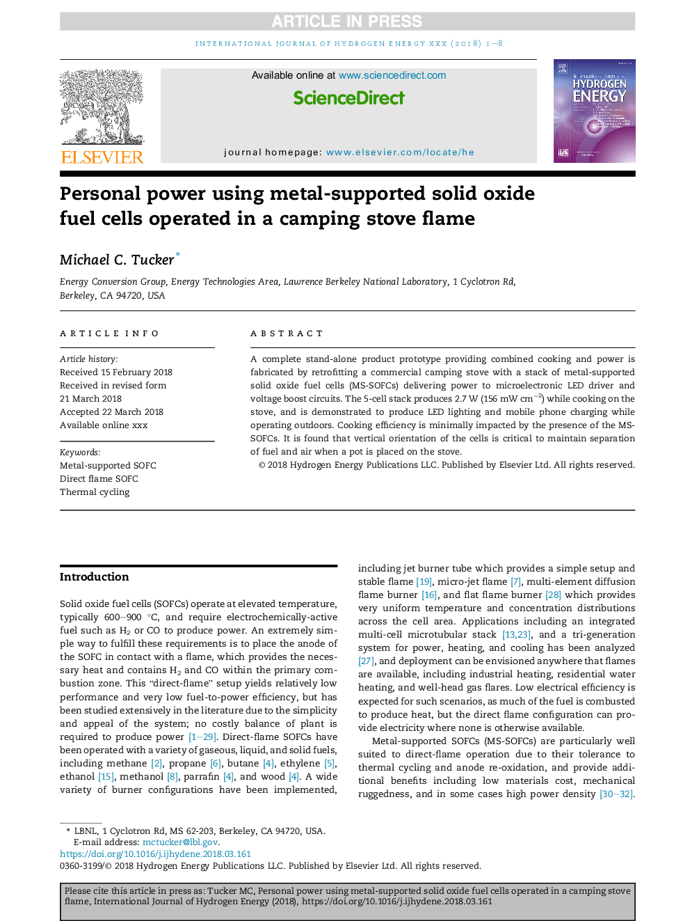 Personal power using metal-supported solid oxide fuel cells operated in a camping stove flame