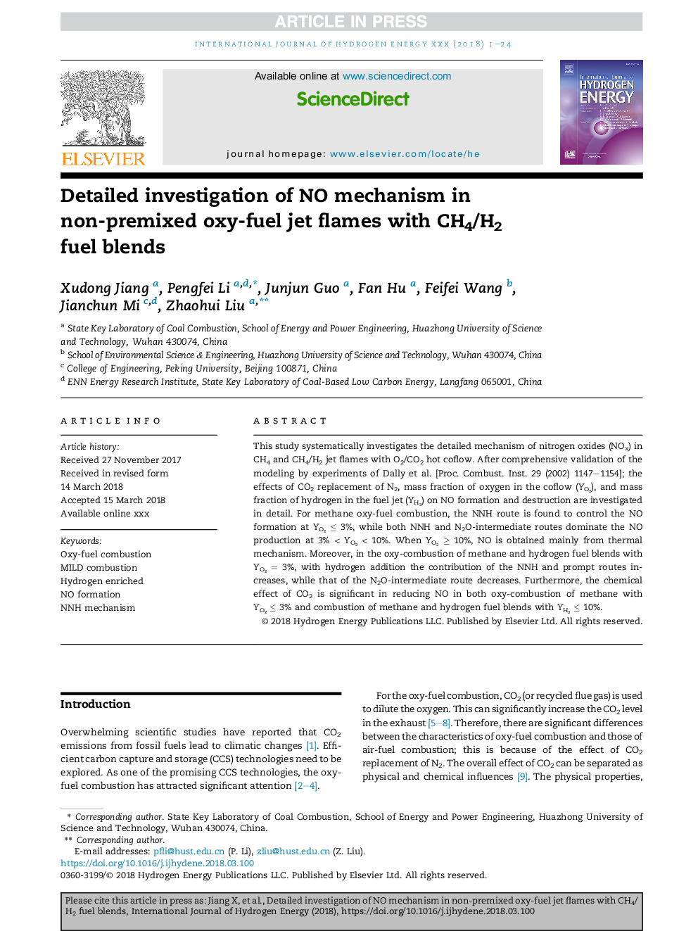 Detailed investigation of NO mechanism in non-premixed oxy-fuel jet flames with CH4/H2 fuelÂ blends