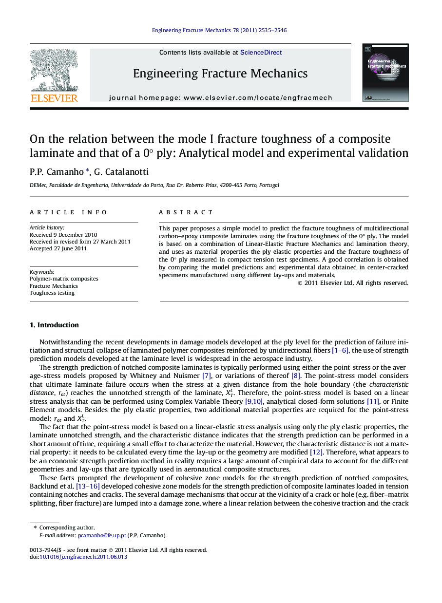 On the relation between the mode I fracture toughness of a composite laminate and that of a 0° ply: Analytical model and experimental validation