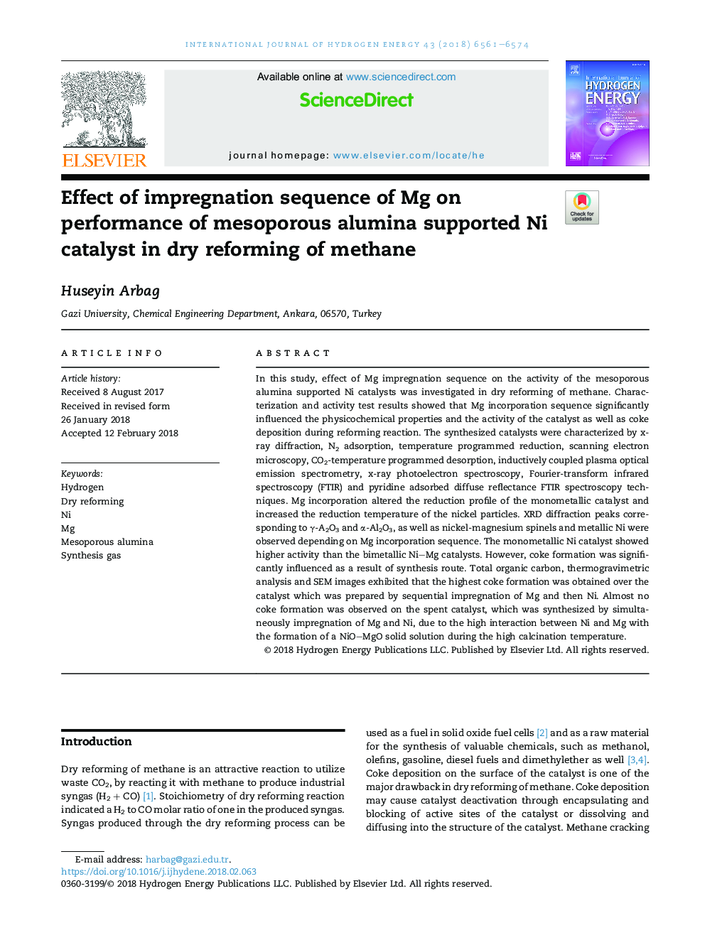 Effect of impregnation sequence of Mg on performance of mesoporous alumina supported Ni catalyst in dry reforming of methane