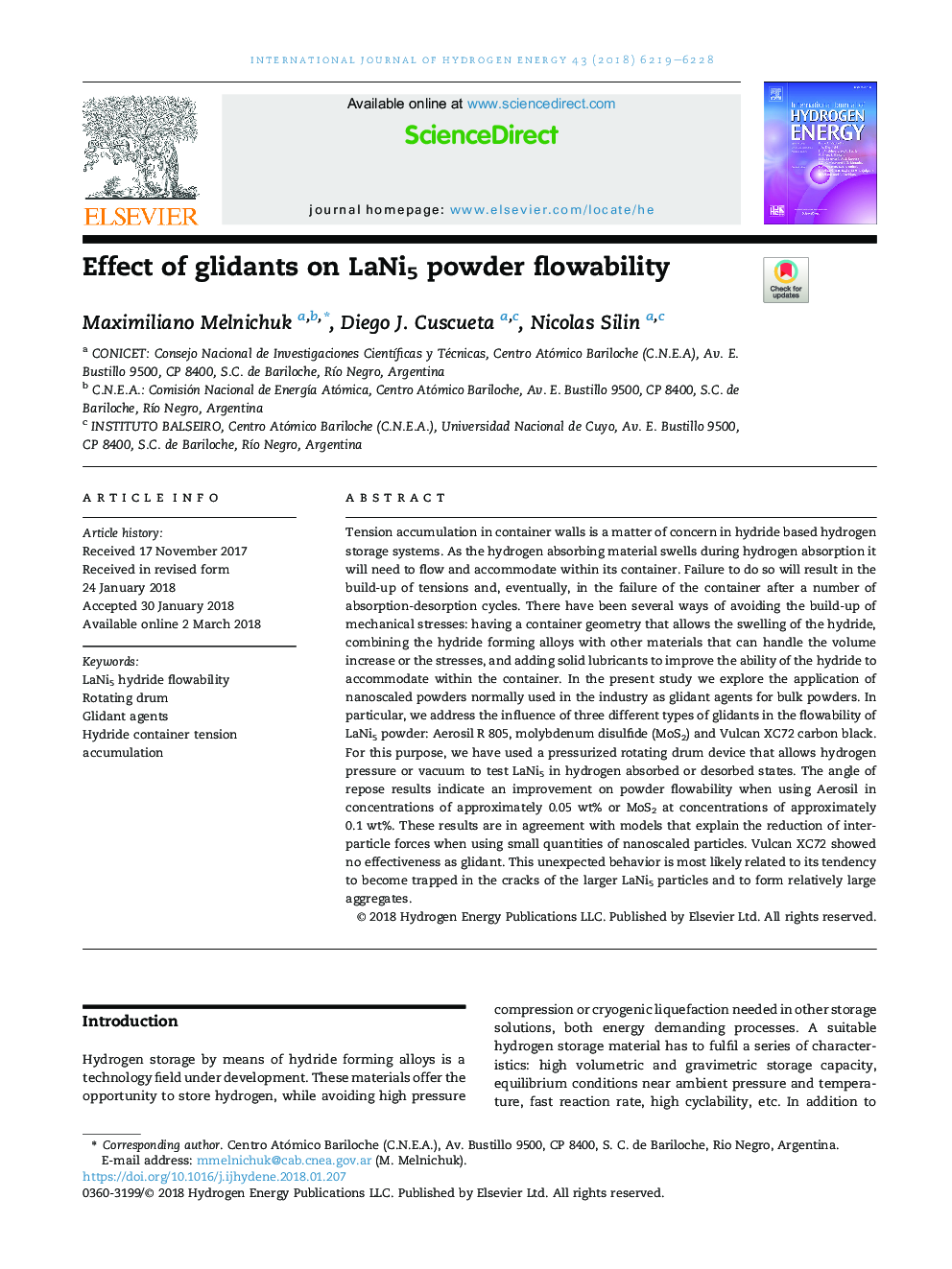 Effect of glidants on LaNi5 powder flowability