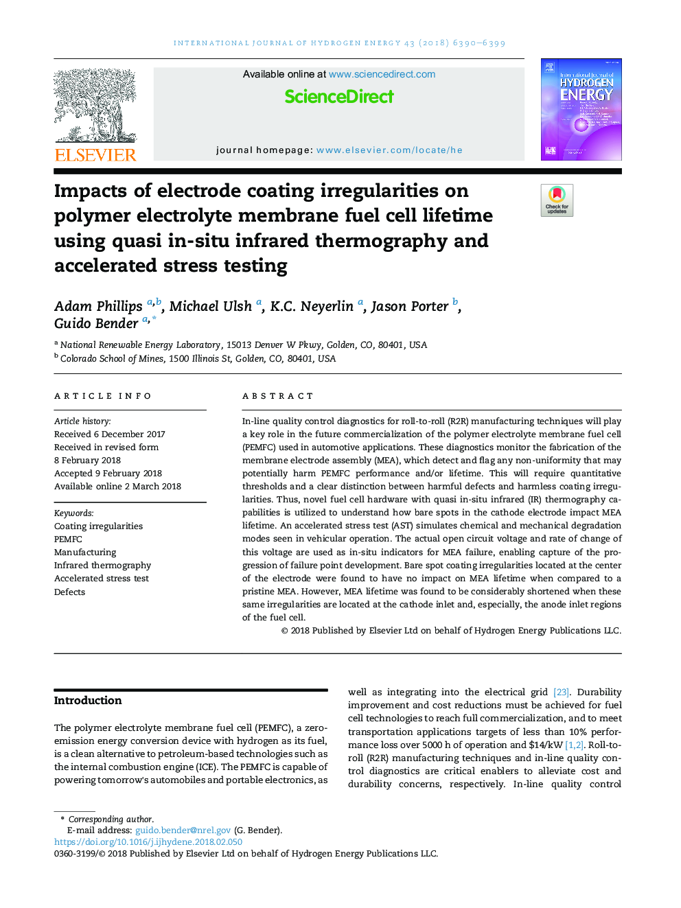 Impacts of electrode coating irregularities on polymer electrolyte membrane fuel cell lifetime using quasi in-situ infrared thermography and accelerated stress testing