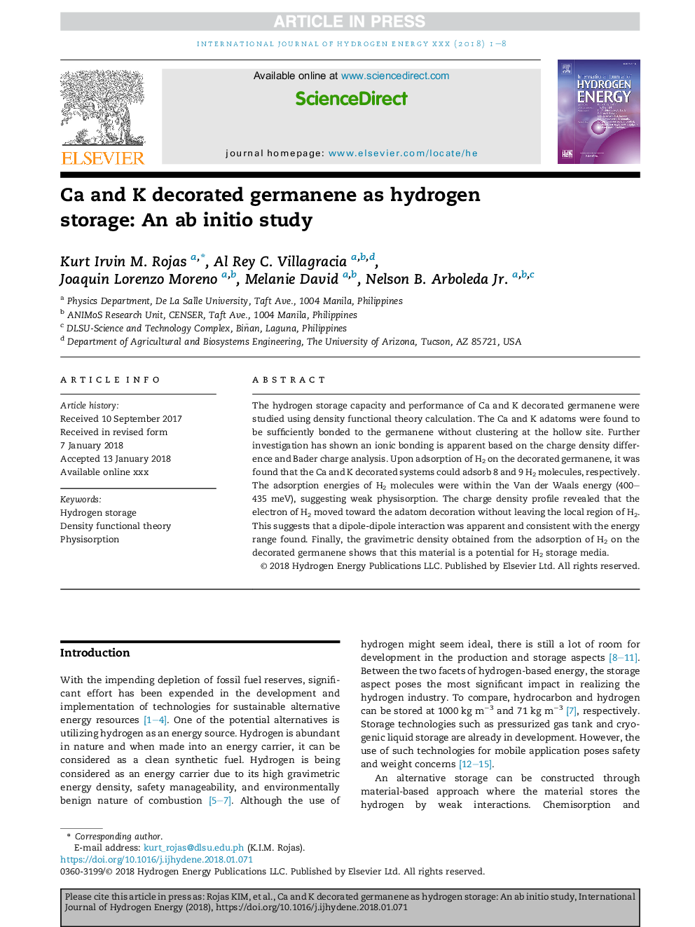 Ca and K decorated germanene as hydrogen storage: An ab initio study