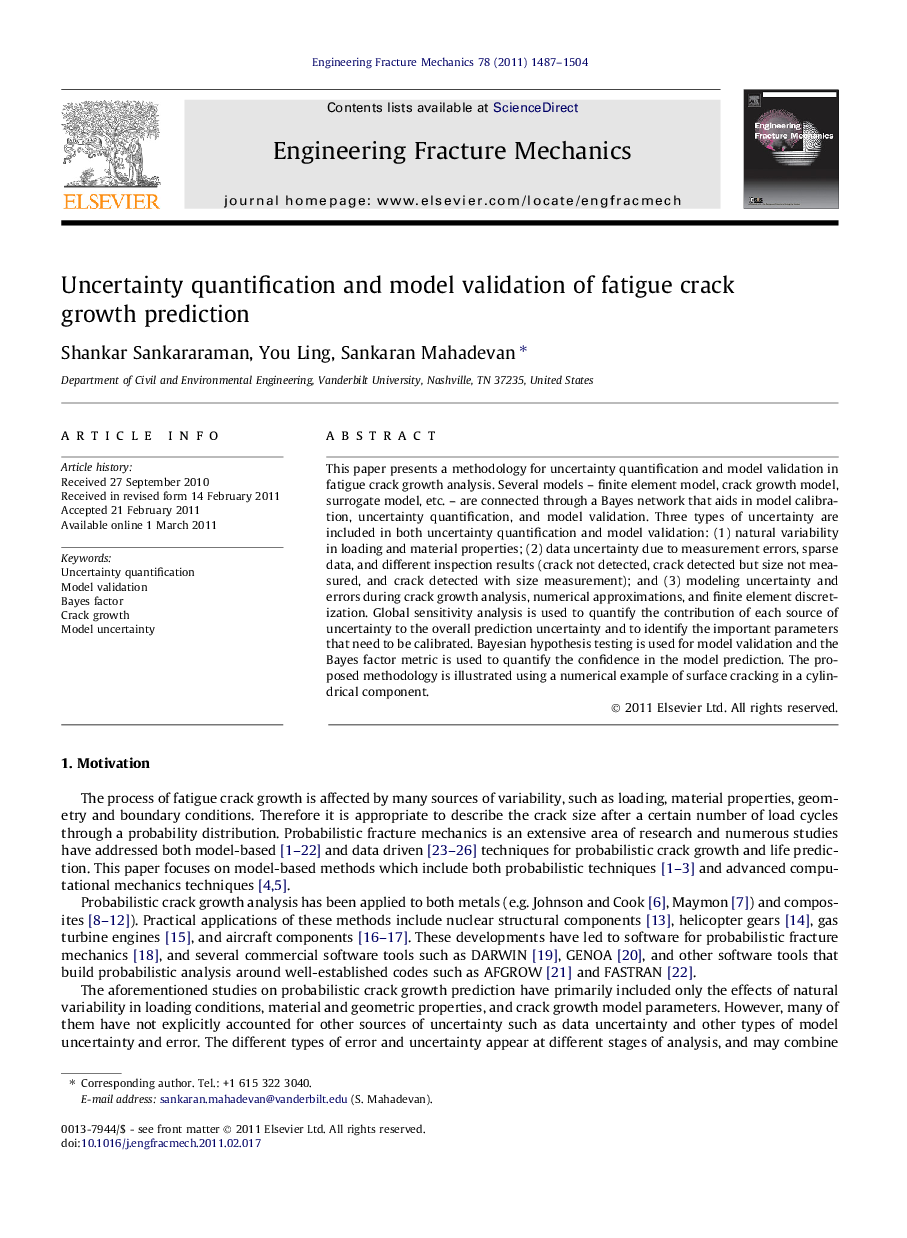 Uncertainty quantification and model validation of fatigue crack growth prediction