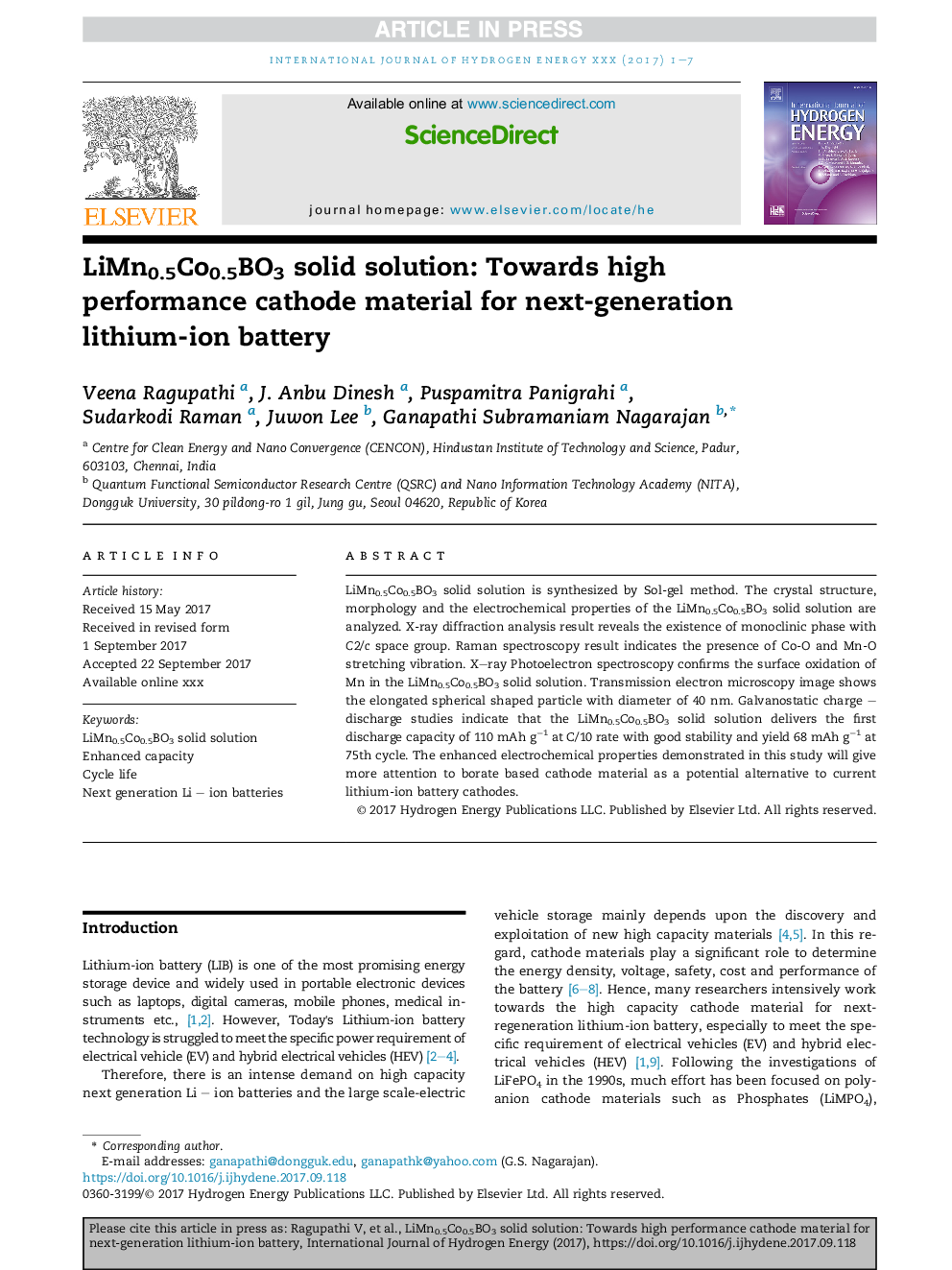 LiMn0.5Co0.5BO3 solid solution: Towards high performance cathode material for next-generation lithium-ion battery