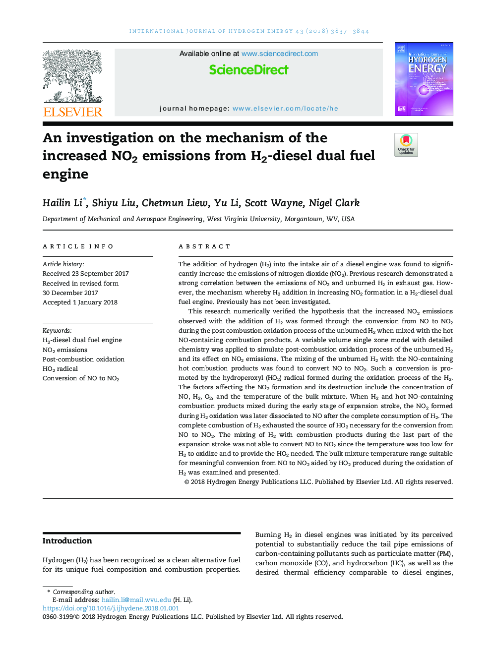 An investigation on the mechanism of the increased NO2 emissions from H2-diesel dual fuel engine