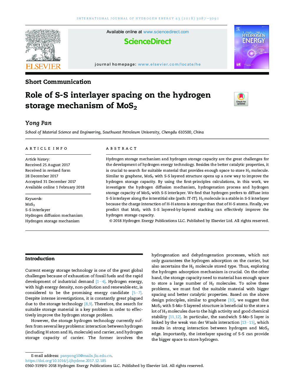 Role of S-S interlayer spacing on the hydrogen storage mechanism of MoS2