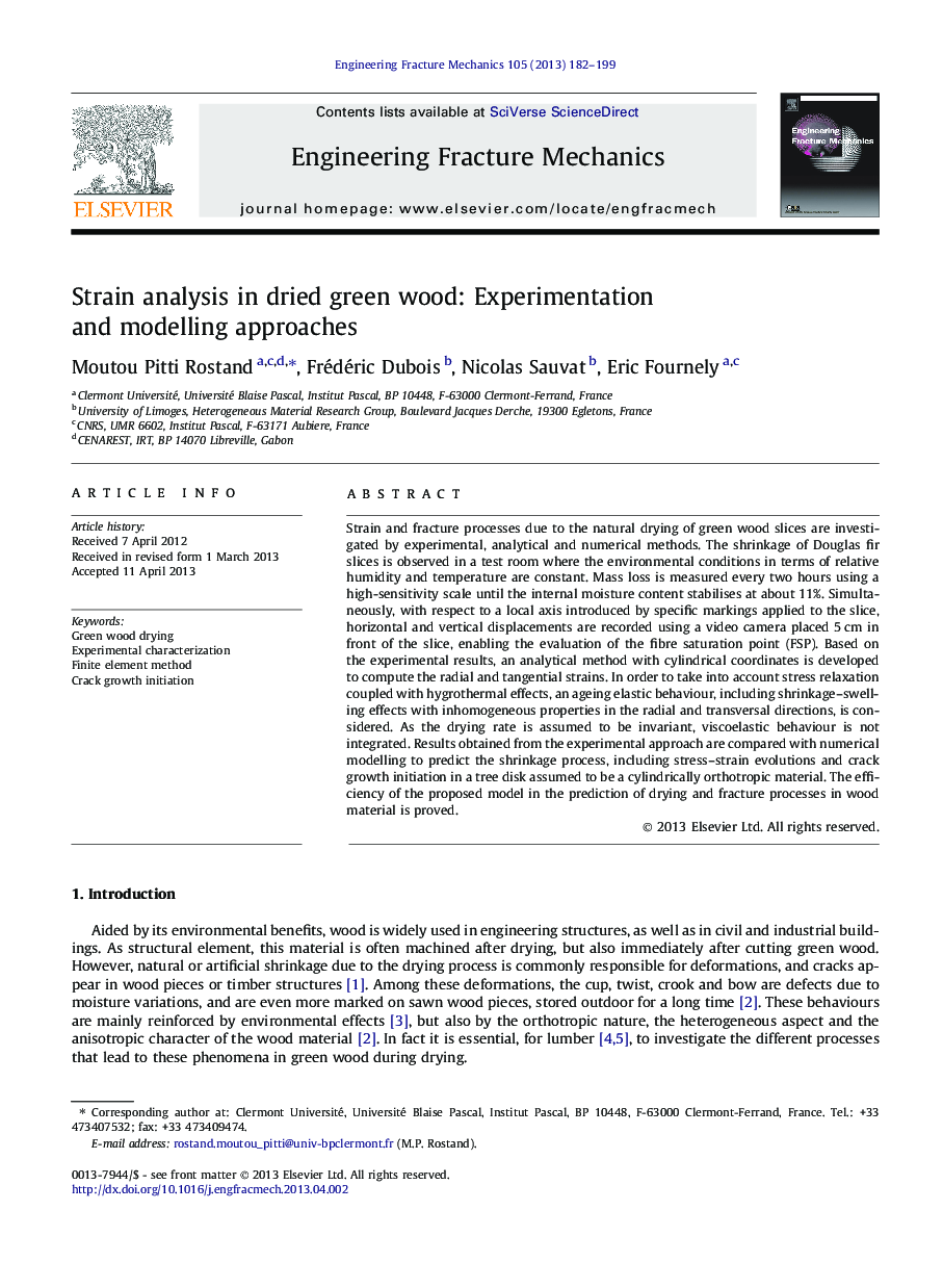 Strain analysis in dried green wood: Experimentation and modelling approaches