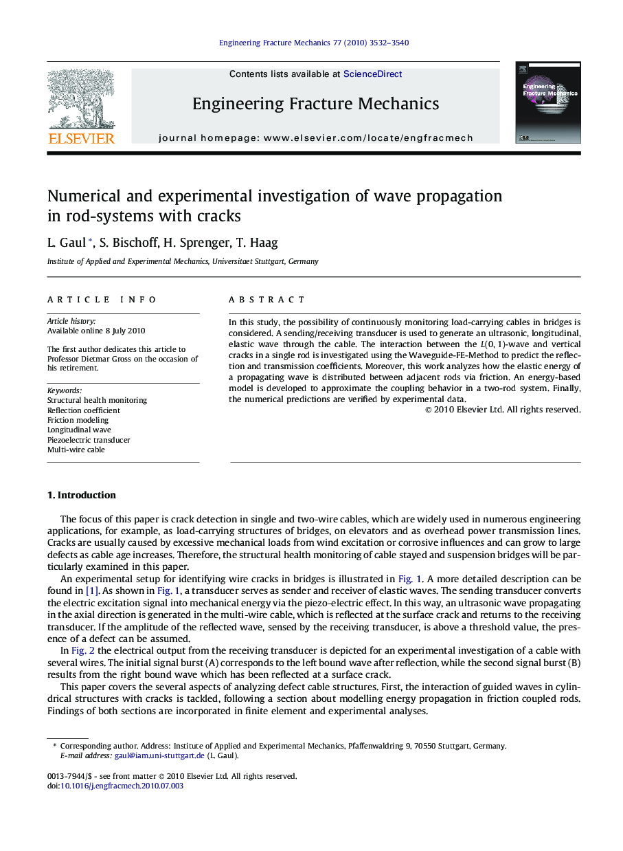 Numerical and experimental investigation of wave propagation in rod-systems with cracks