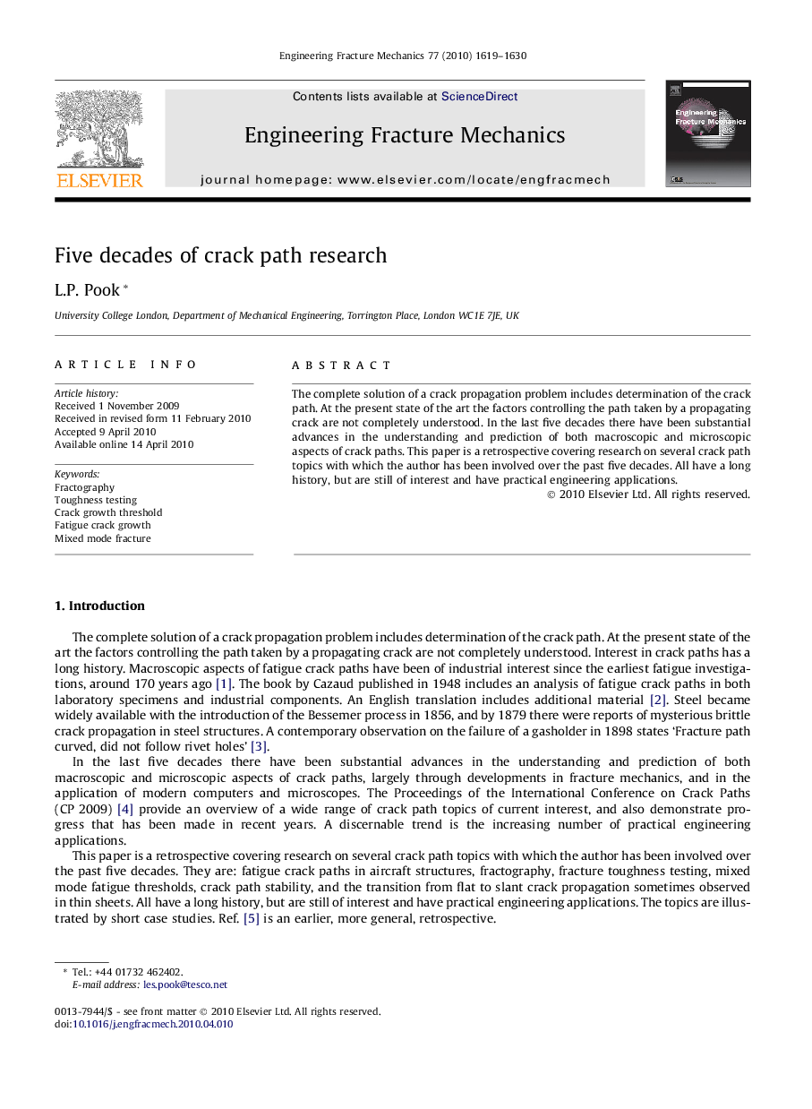 Five decades of crack path research