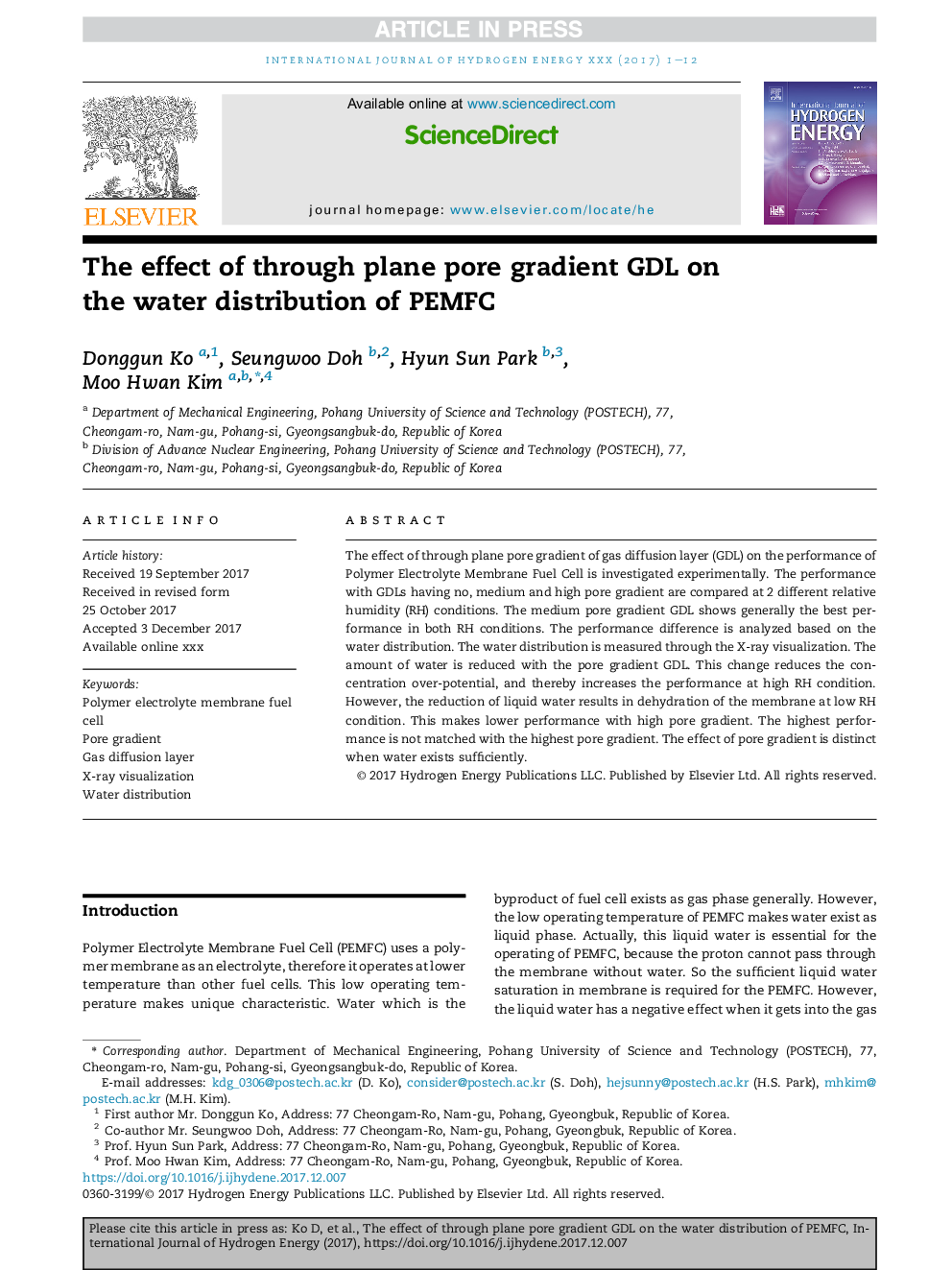 The effect of through plane pore gradient GDL on the water distribution of PEMFC