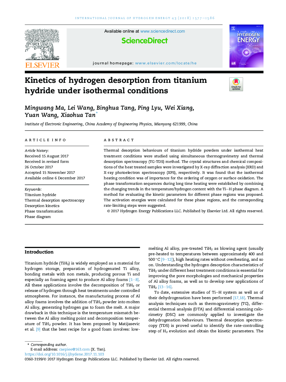 Kinetics of hydrogen desorption from titanium hydride under isothermal conditions