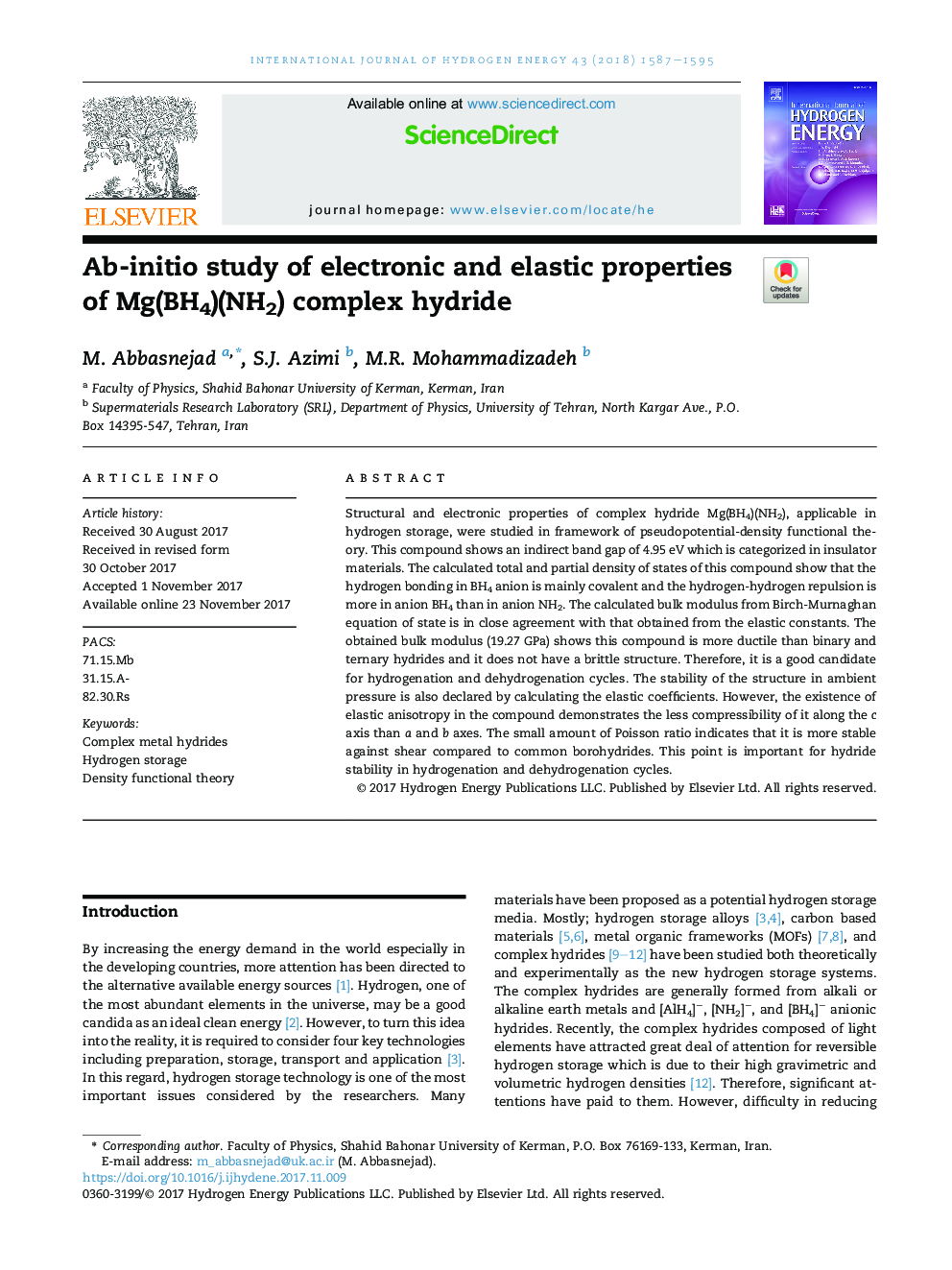 Ab-initio study of electronic and elastic properties of Mg(BH4)(NH2) complex hydride