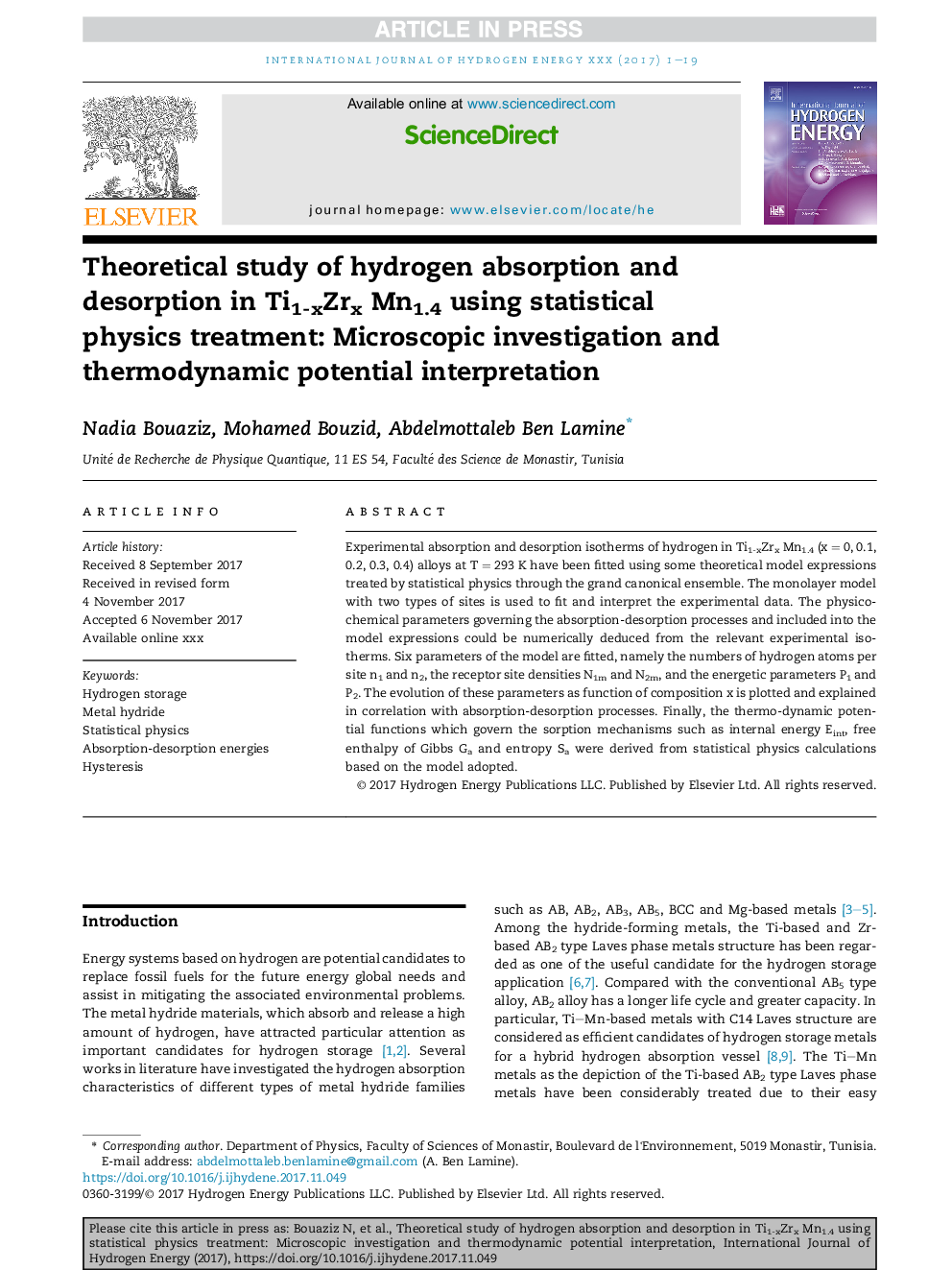 Theoretical study of hydrogen absorption and desorption in Ti1-xZrx Mn1.4 using statistical physics treatment: Microscopic investigation and thermodynamic potential interpretation