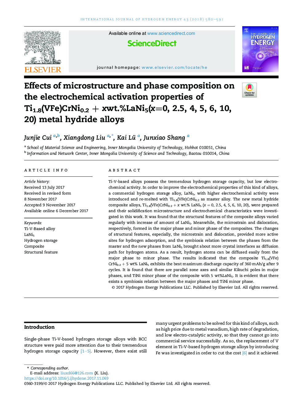 Effects of microstructure and phase composition on the electrochemical activation properties of Ti1.8(VFe)CrNi0.2 + xwt.%LaNi5(x=0, 2.5, 4, 5, 6, 10, 20) metal hydride alloys