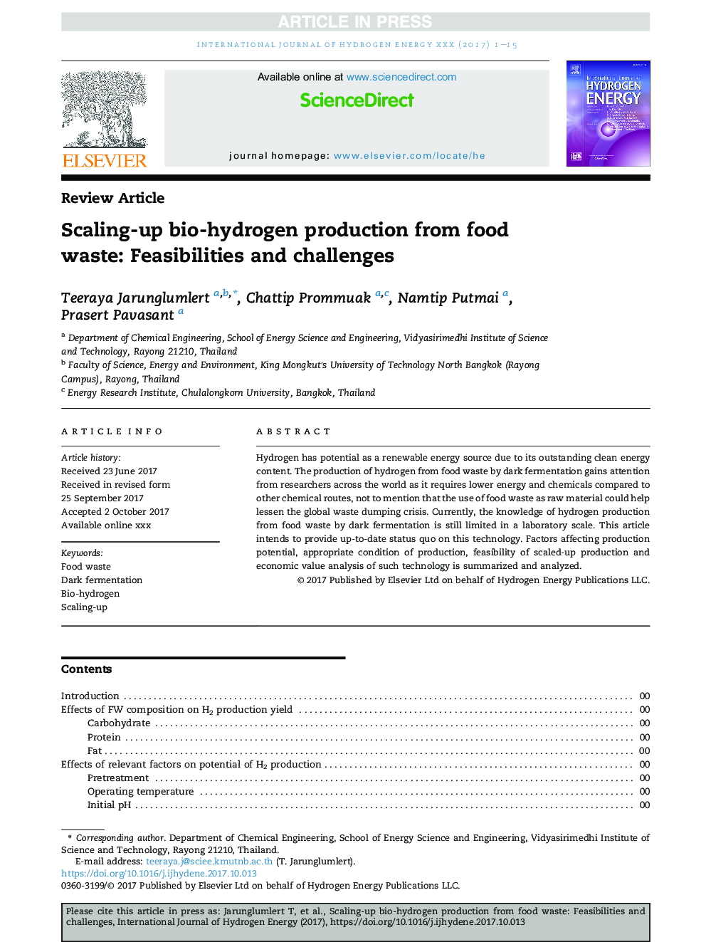 Scaling-up bio-hydrogen production from food waste: Feasibilities and challenges
