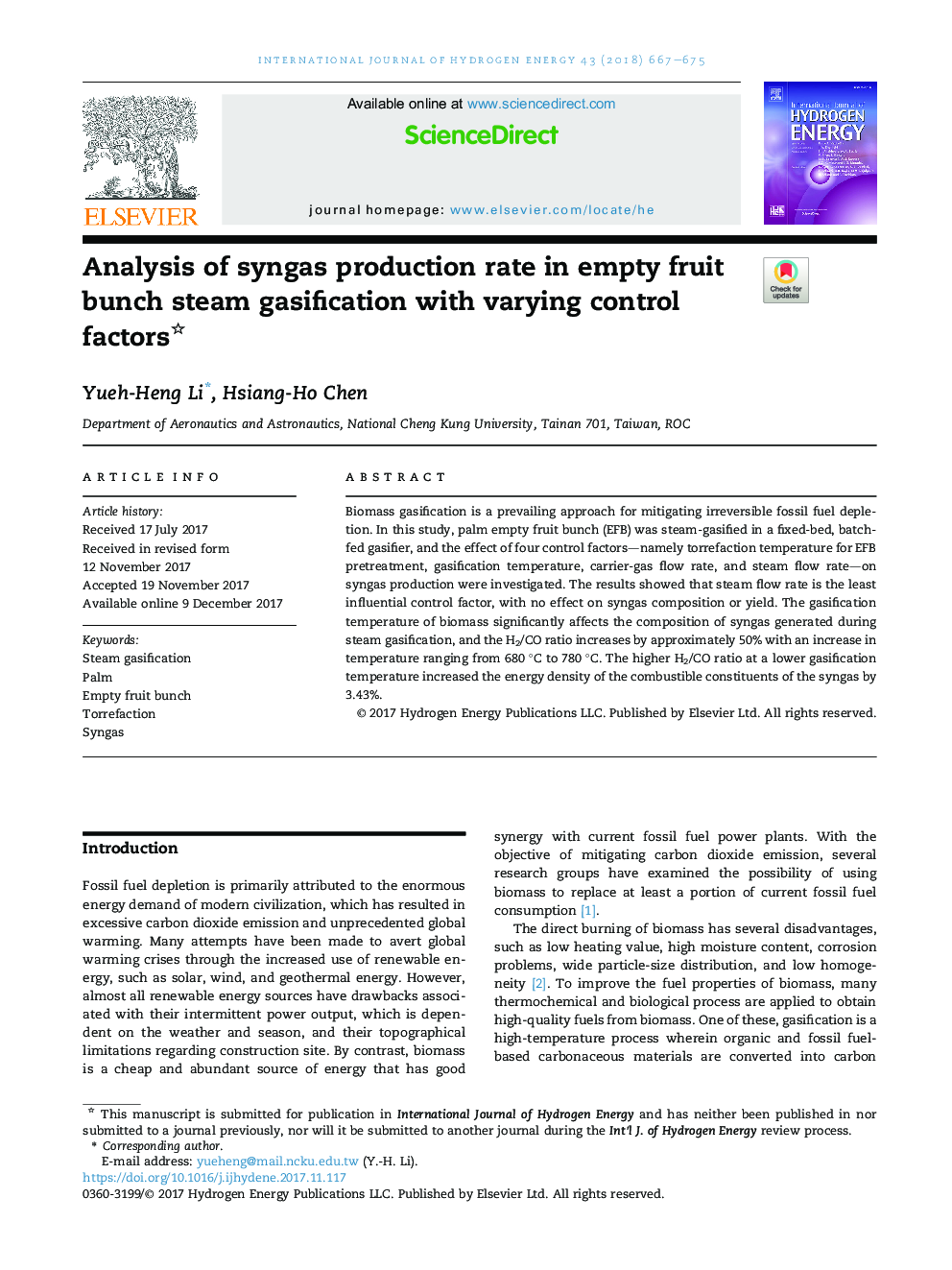 Analysis of syngas production rate in empty fruit bunch steam gasification with varying control factors