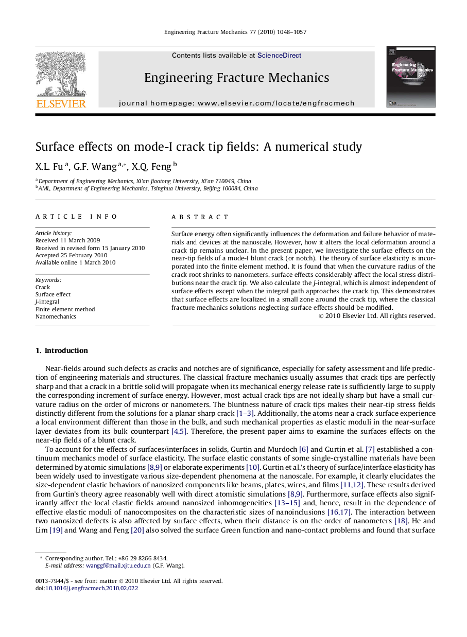 Surface effects on mode-I crack tip fields: A numerical study