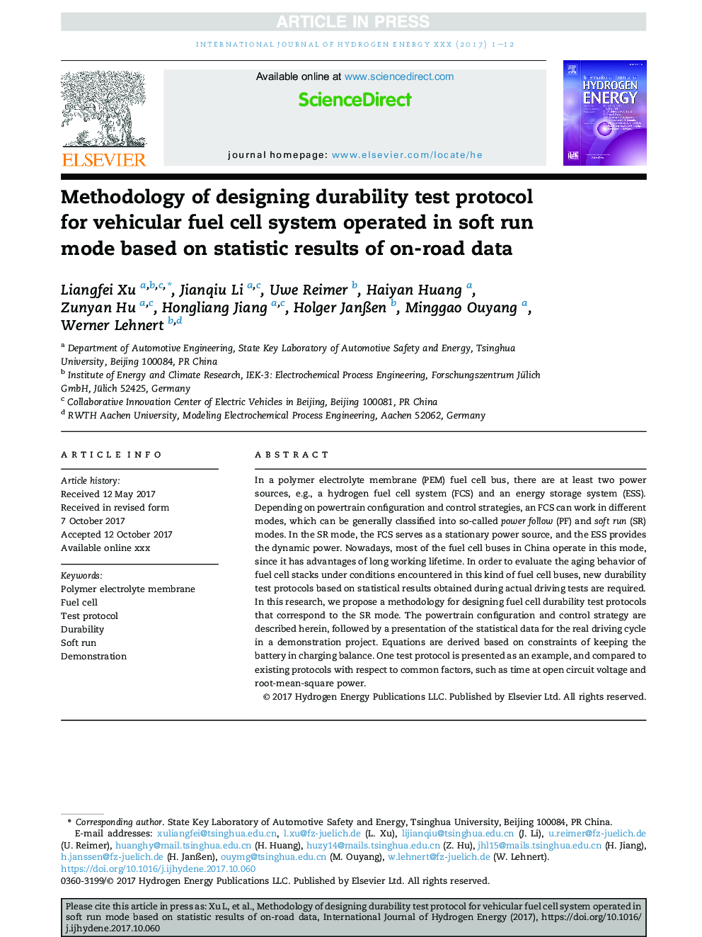 Methodology of designing durability test protocol for vehicular fuel cell system operated in soft run mode based on statistic results of on-road data