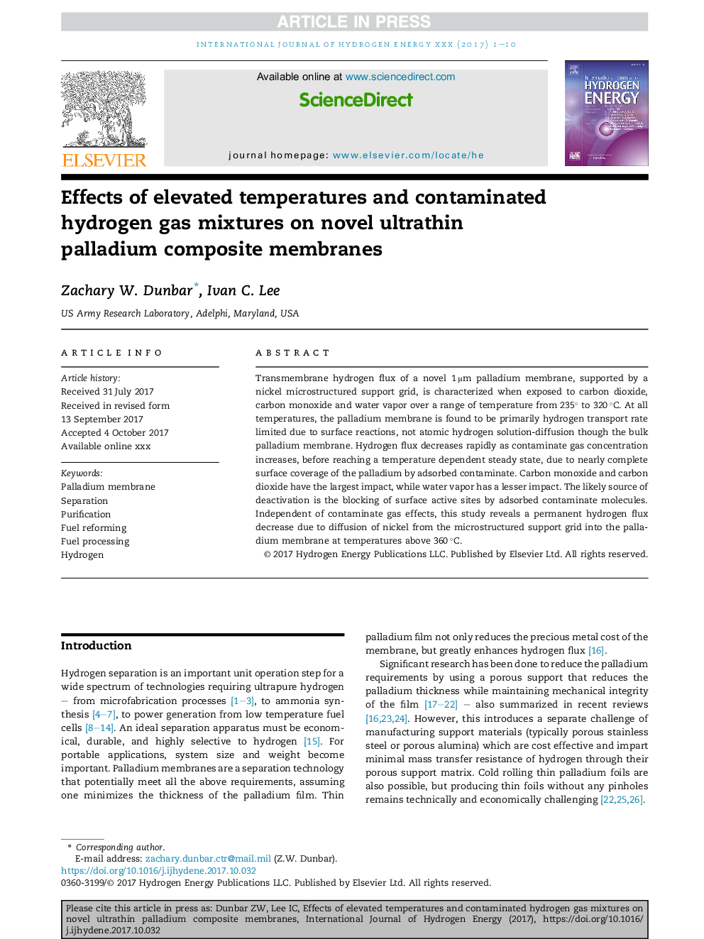 Effects of elevated temperatures and contaminated hydrogen gas mixtures on novel ultrathin palladium composite membranes