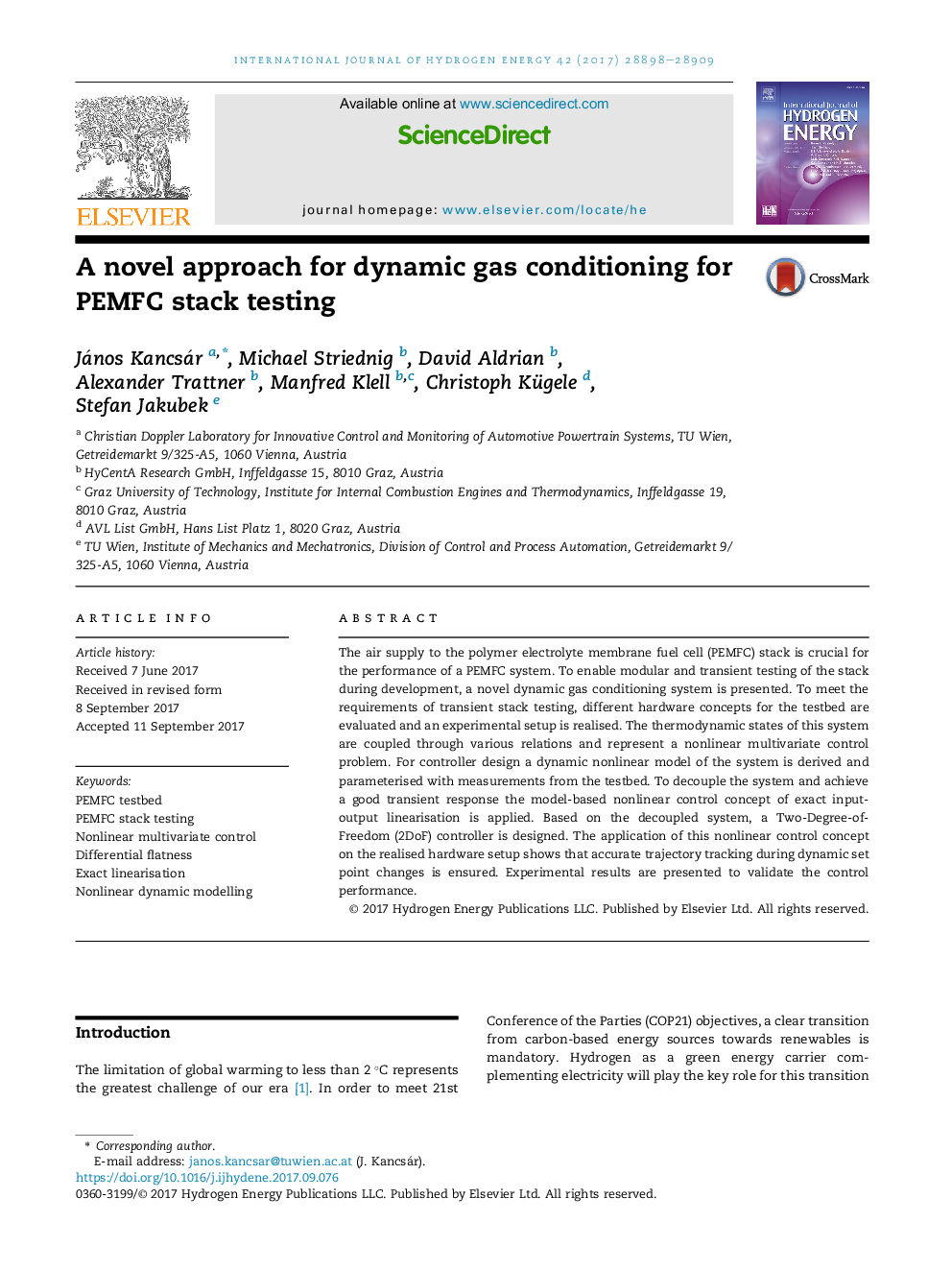 A novel approach for dynamic gas conditioning for PEMFC stack testing